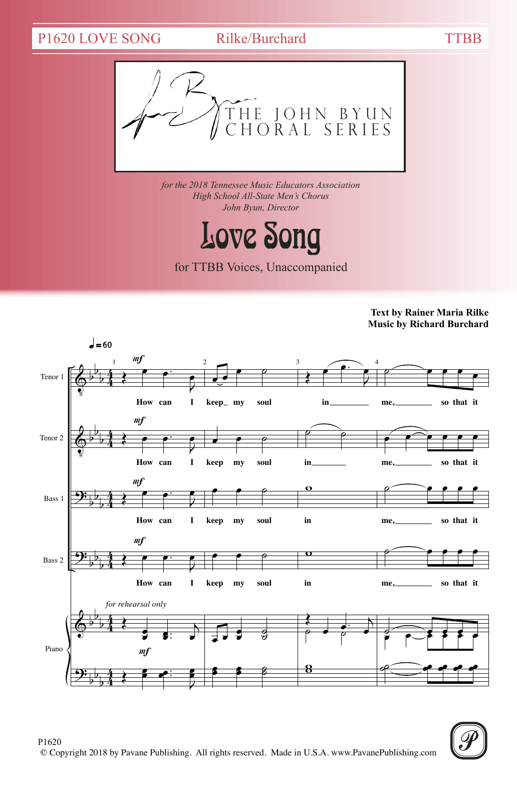 Love Song (TTBB Choir) von Rainer Maria Rilke