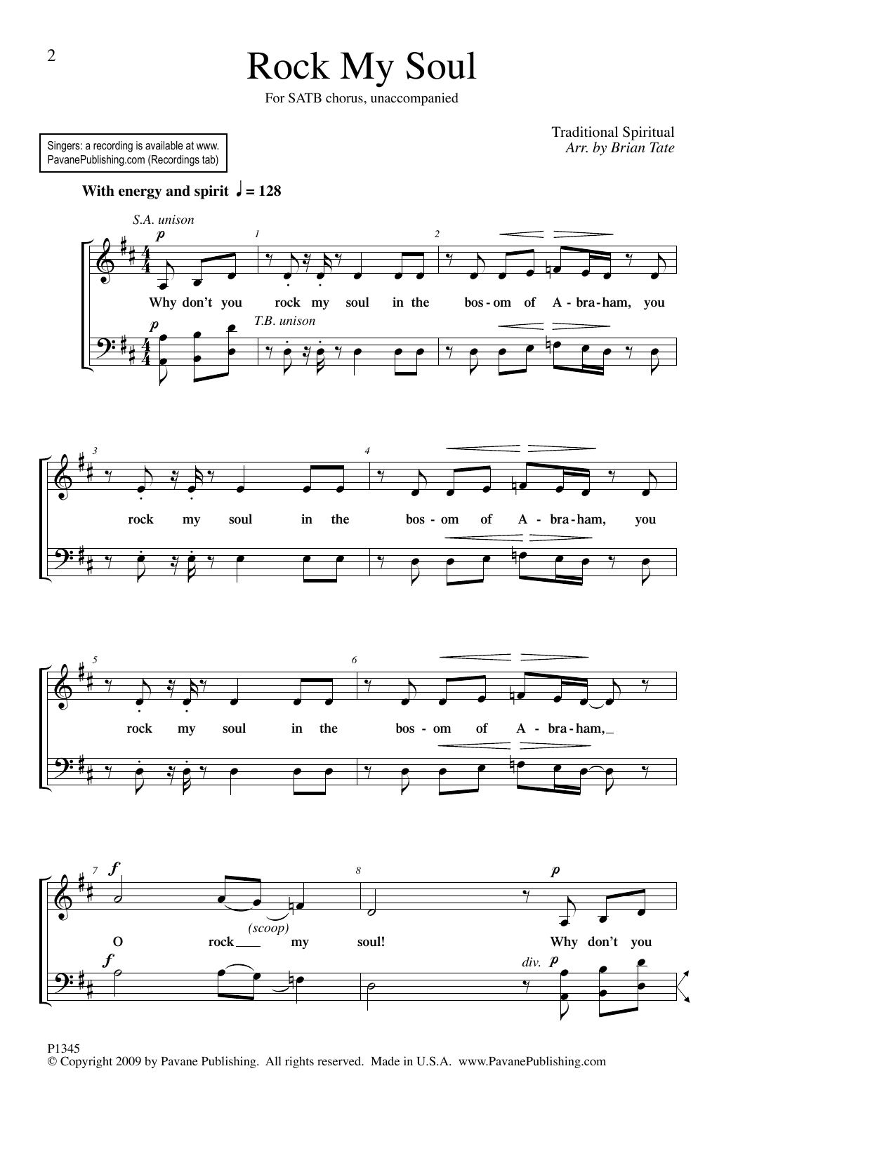 Rock My Soul (SATB Choir) von Brian Tate