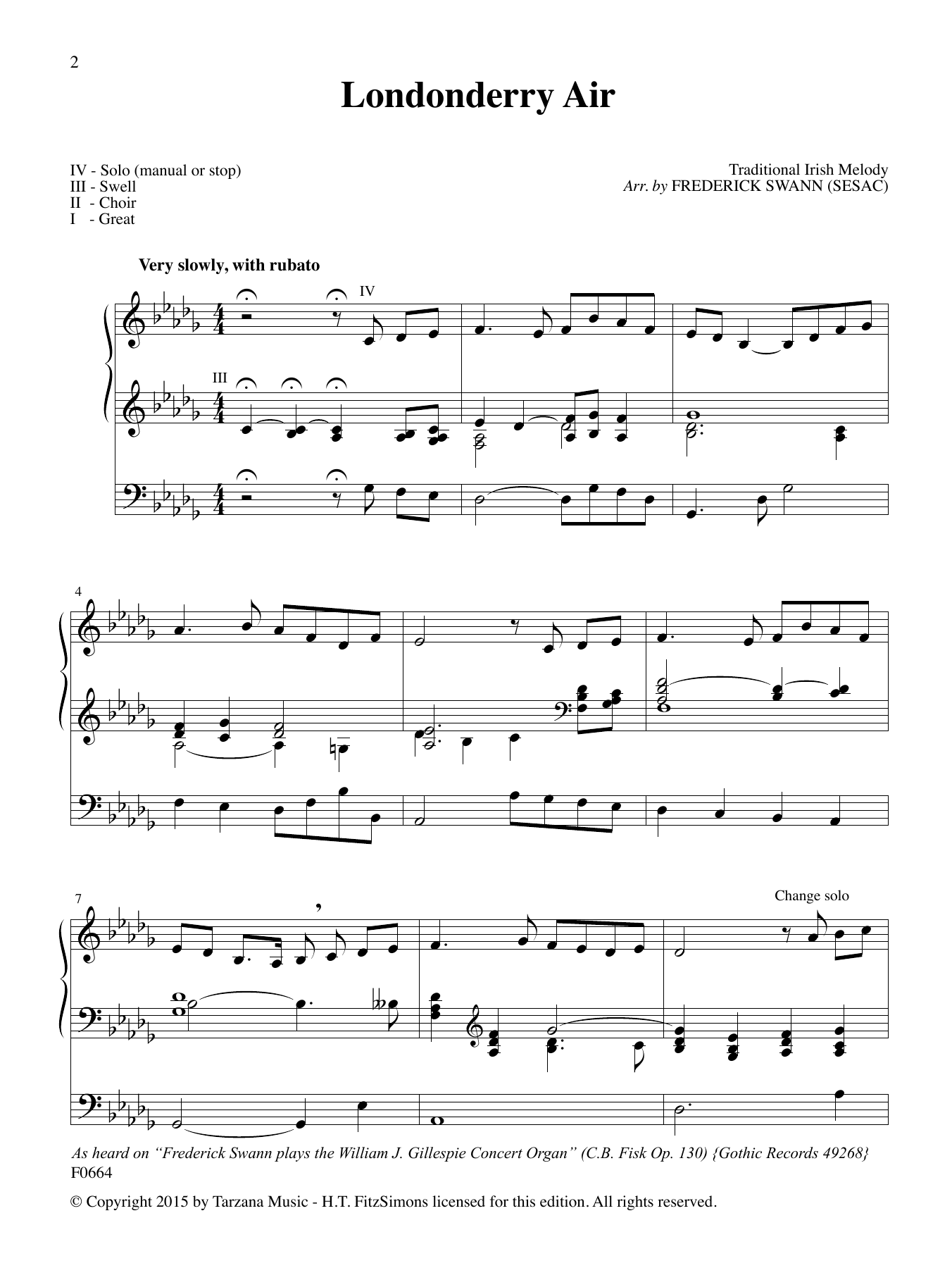 Improvisation on Londonderry Air (Organ) von Frederick Swann