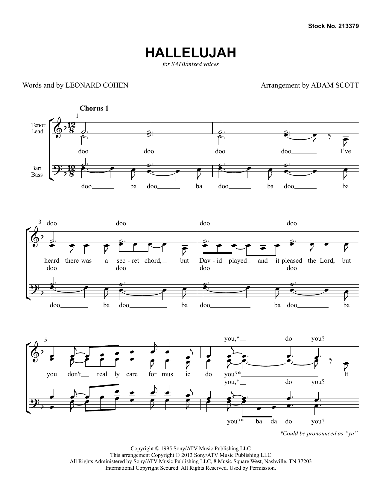 Hallelujah (arr. Adam Scott) (SATB Choir) von John Cale