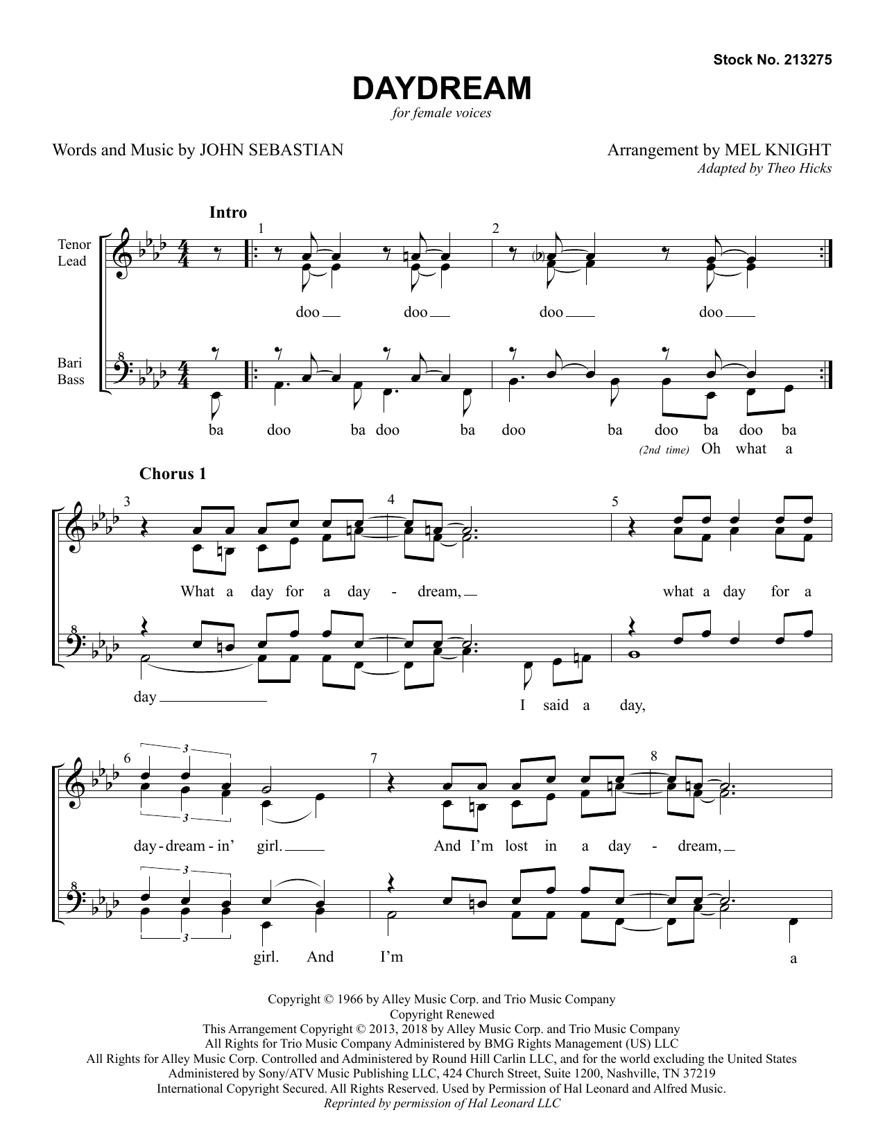 Daydream (arr. Mel Knight) (SSAA Choir) von The Lovin' Spoonful