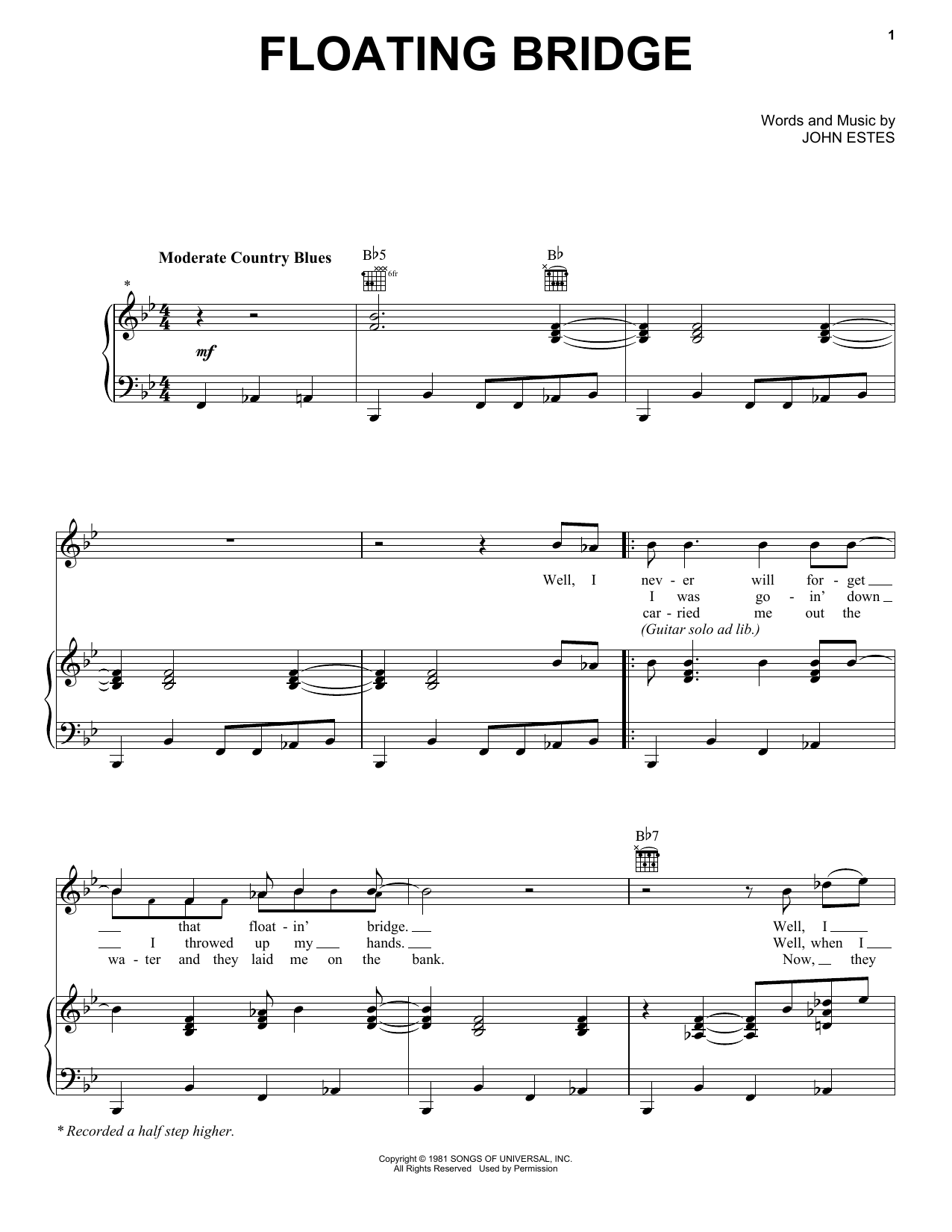 Floating Bridge (Piano, Vocal & Guitar Chords (Right-Hand Melody)) von Gregg Allman