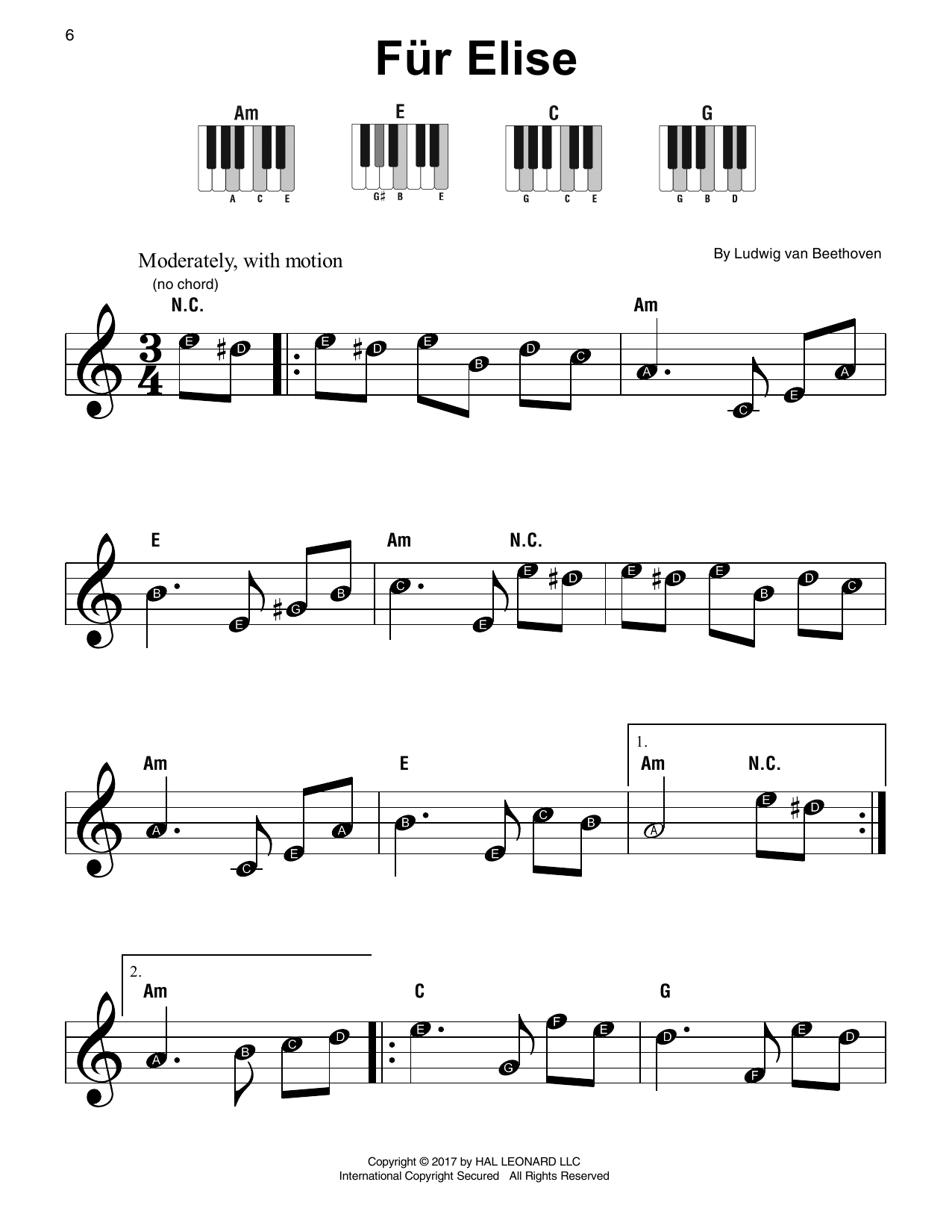 Fur Elise, WoO 59 (Super Easy Piano) von Ludwig van Beethoven