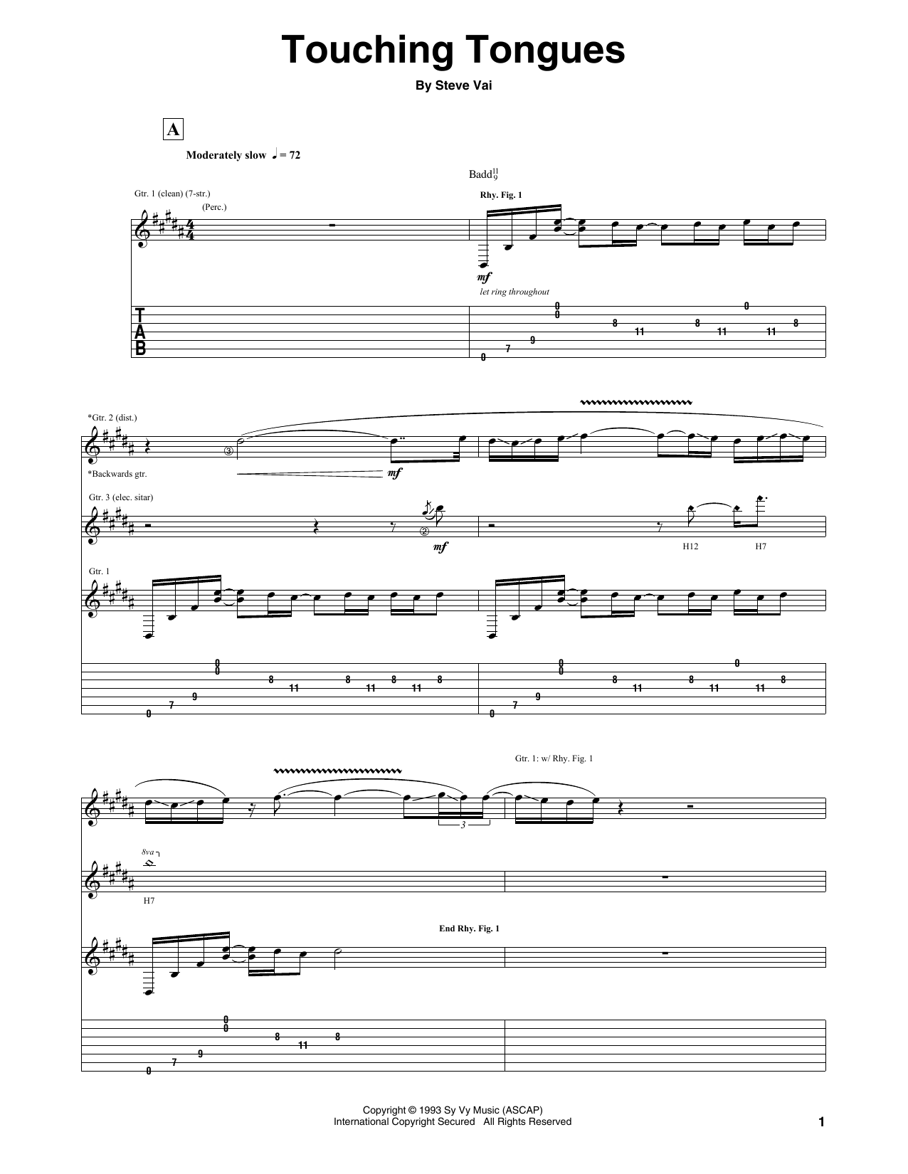 Touching Tongues (Guitar Tab) von Steve Vai