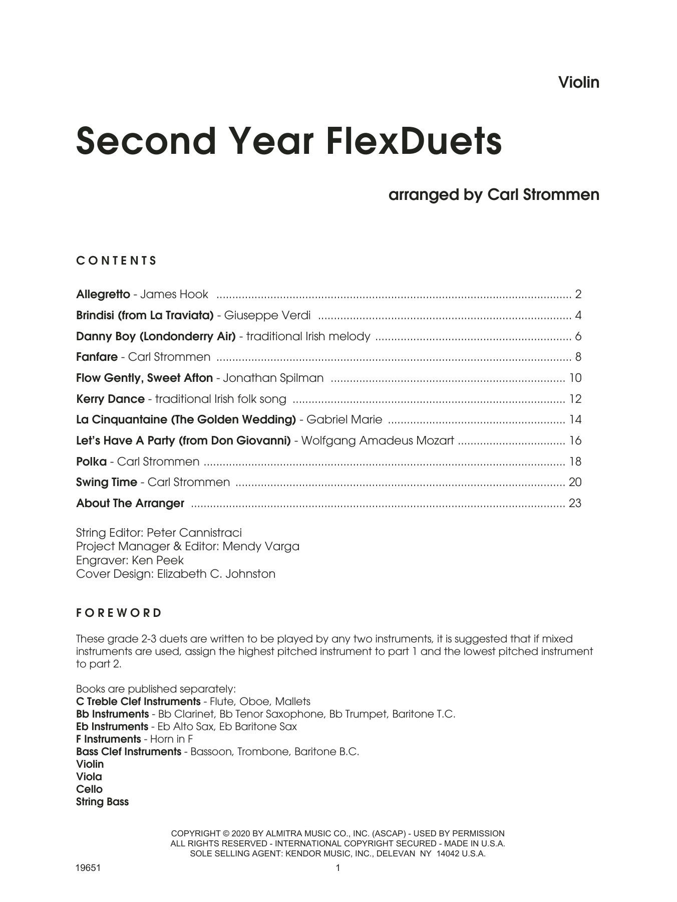 Second Year FlexDuets - Violin (String Ensemble) von Carl Strommen