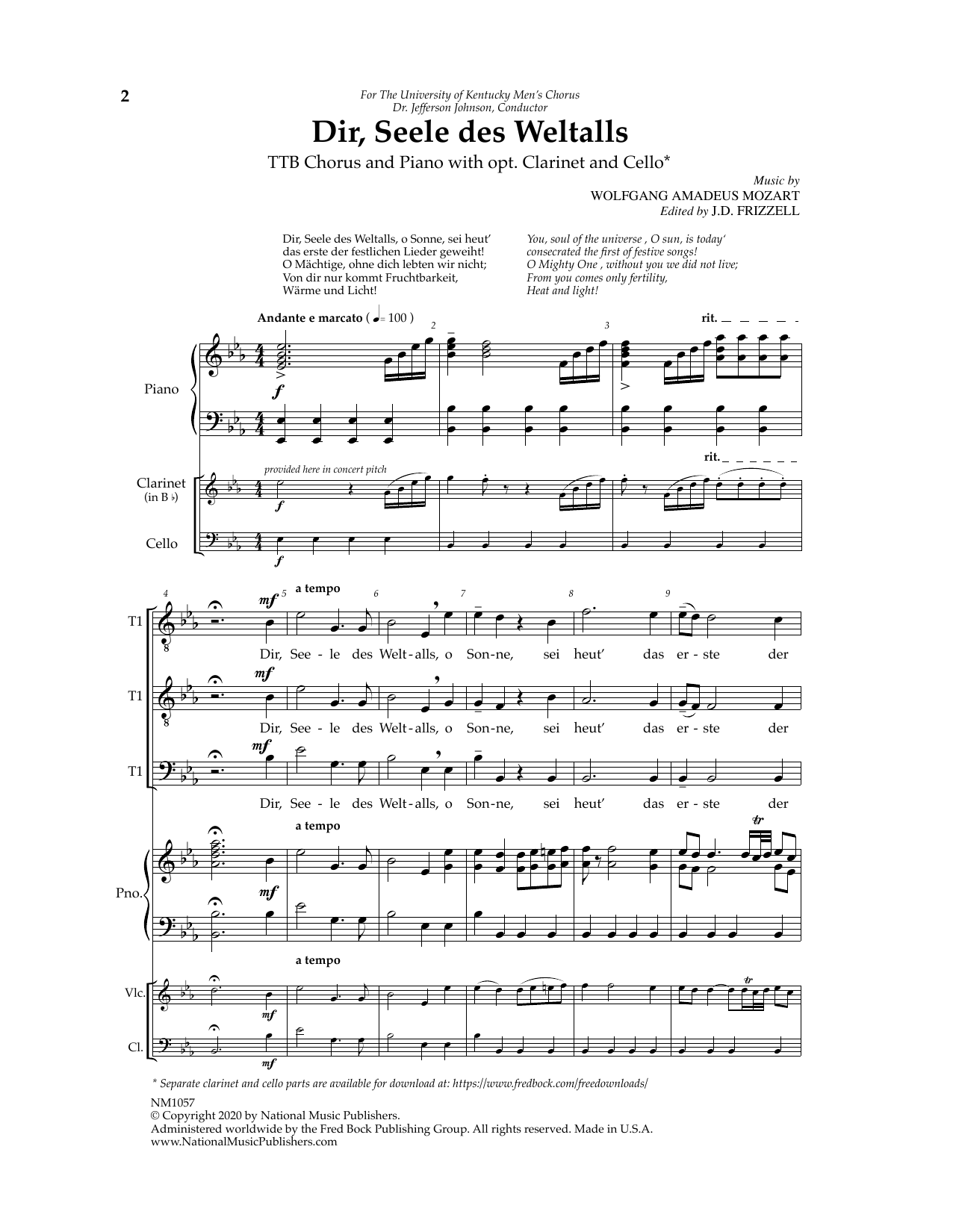 Dir, Seele Des Weltalls (TTB Choir) von J.D. Frizzell