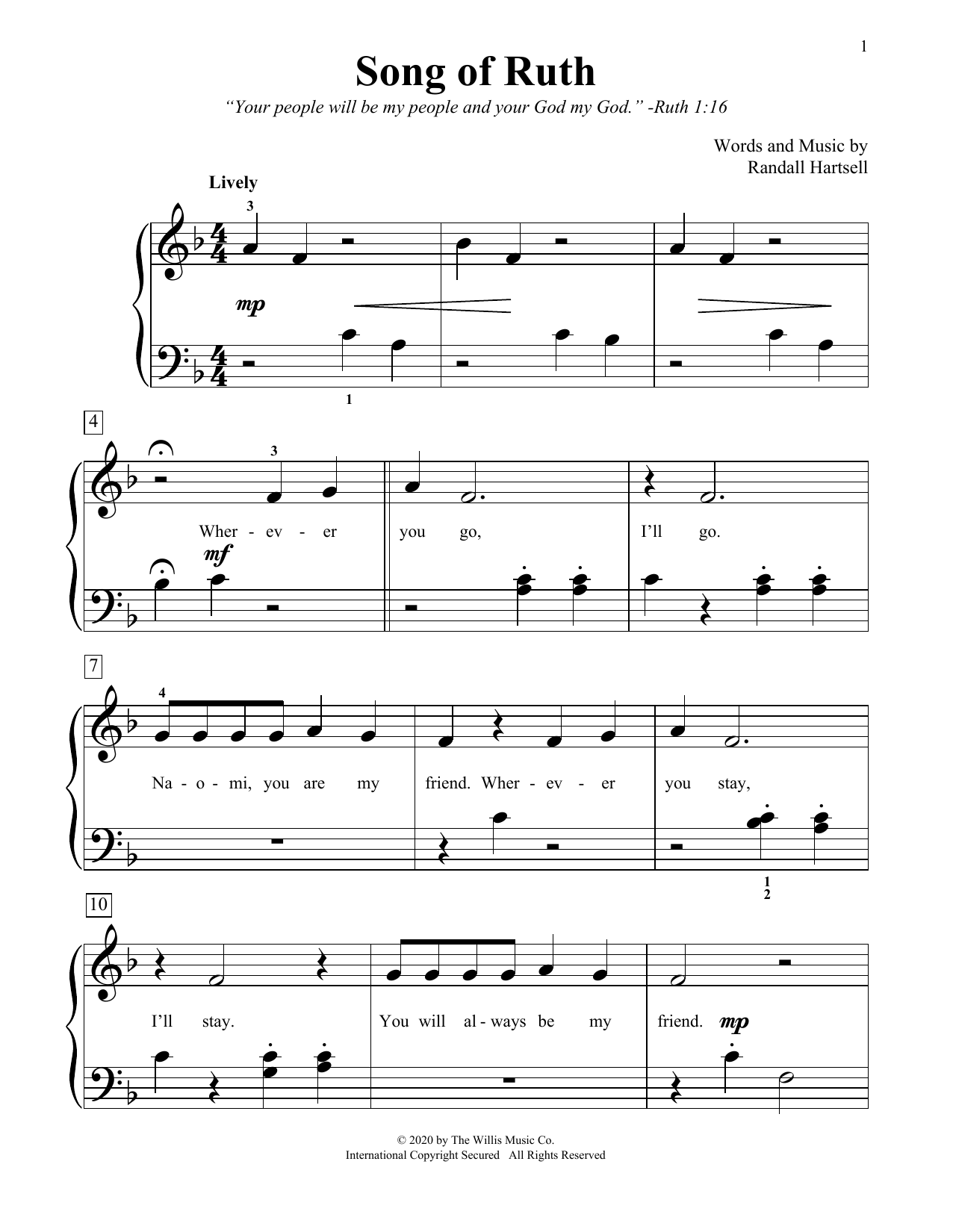 Song Of Ruth (Educational Piano) von Randall Hartsell