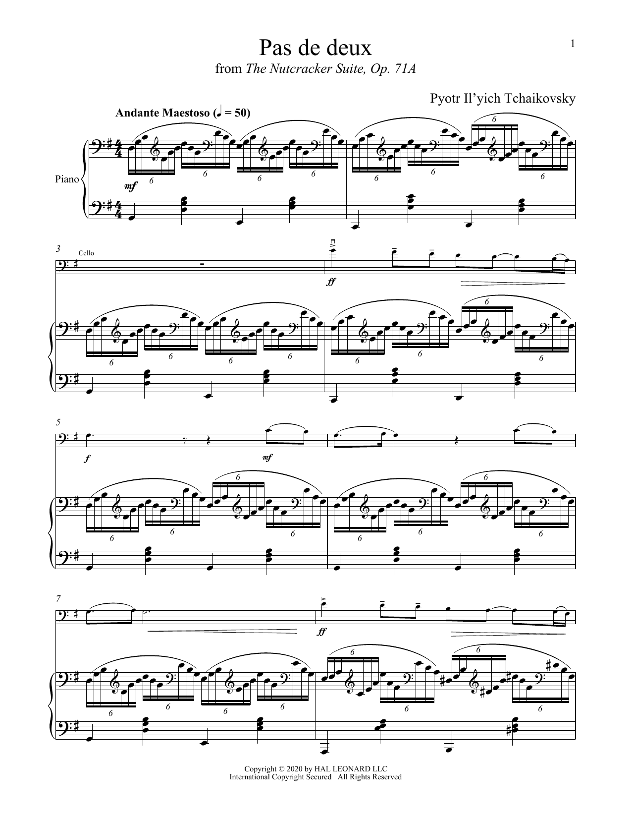 Pas de deux (from The Nutcracker) (Cello and Piano) von Pyotr Il'yich Tchaikovsky