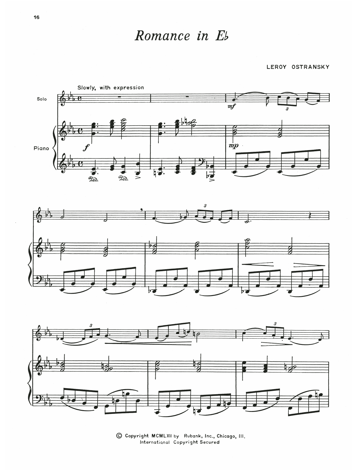 Romance In E Flat (Baritone T.C. and Piano) von Leroy Ostransky