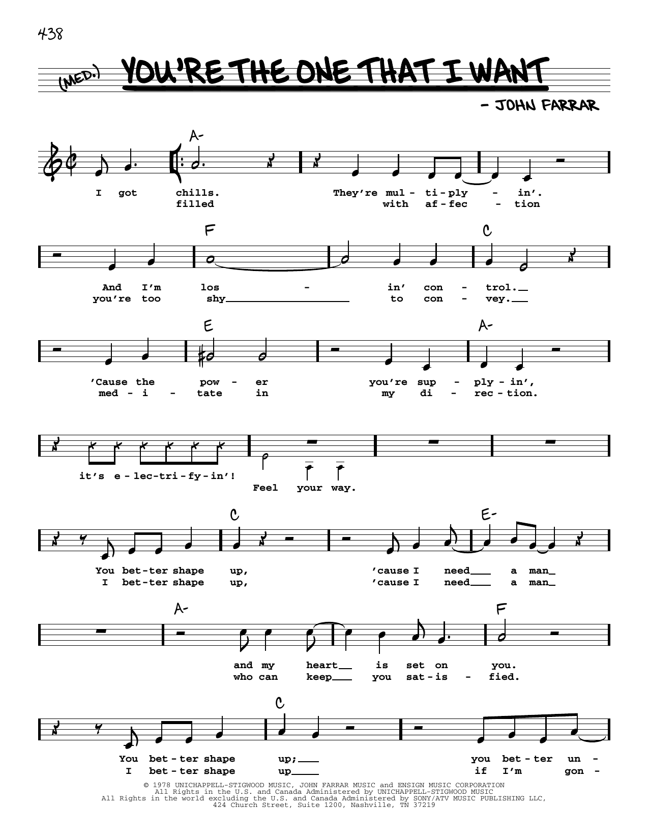 You're The One That I Want (Real Book  Melody, Lyrics & Chords) von Olivia Newton-John and John Travolta