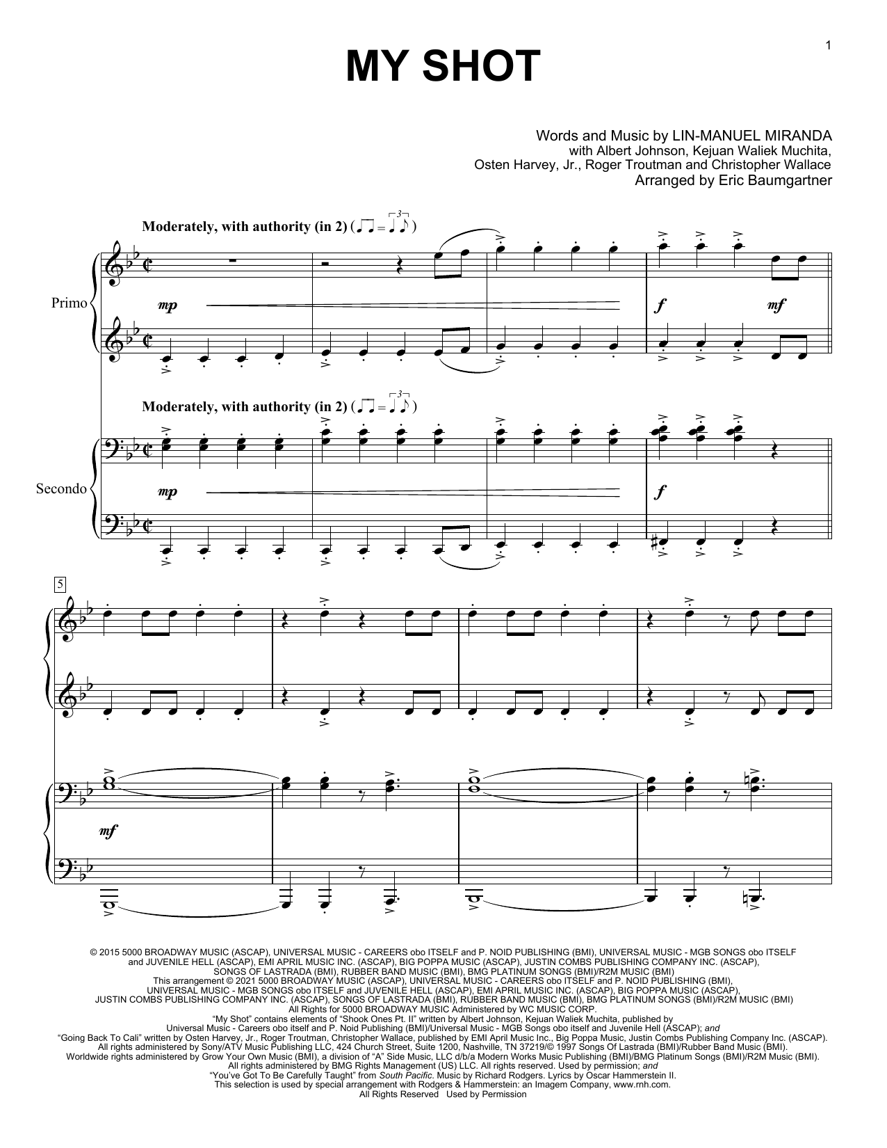 My Shot (from Hamilton) (arr. Eric Baumgartner) (Piano Duet) von Lin-Manuel Miranda