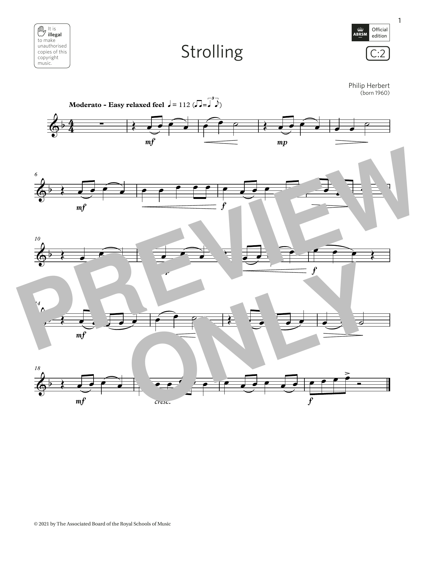Strolling (Grade 1 List C2 from the ABRSM Saxophone syllabus from 2022) (Alto Sax Solo) von Philip Herbert