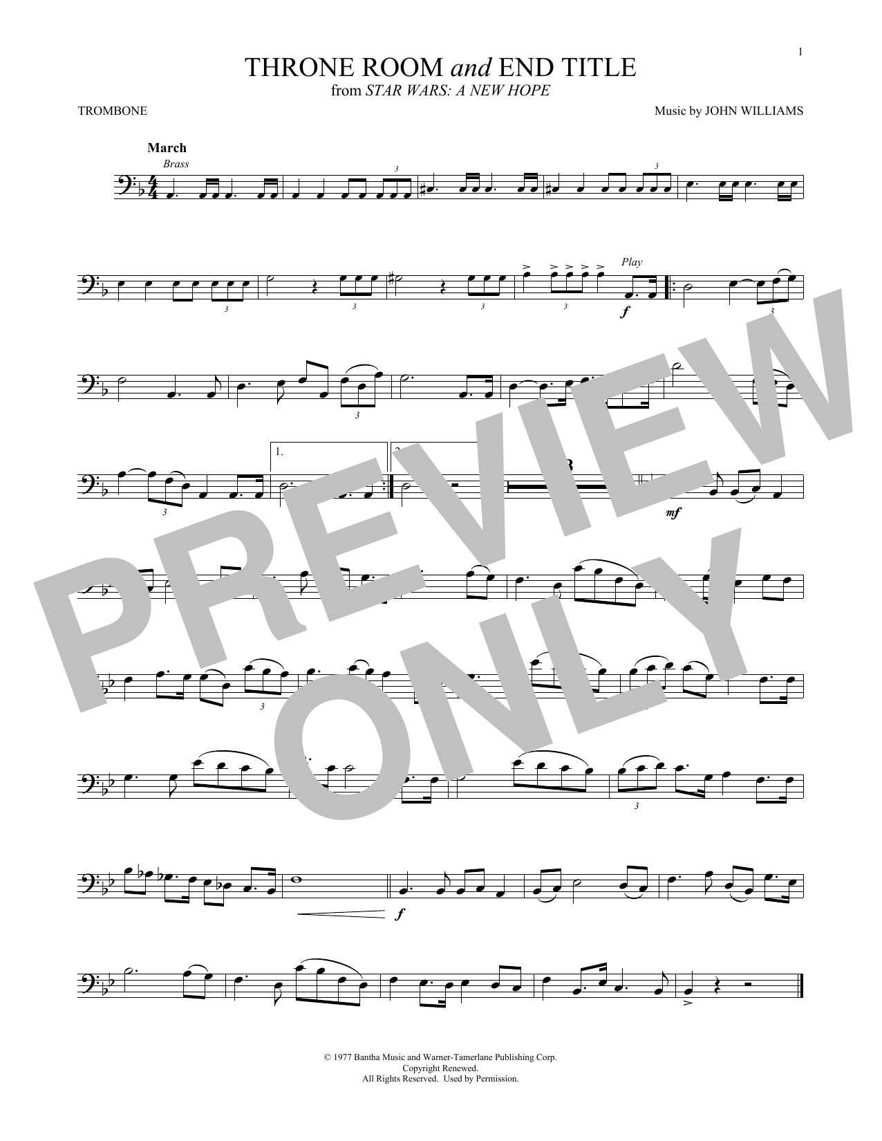 Throne Room and End Title (from Star Wars: A New Hope) (Trombone Solo) von John Williams