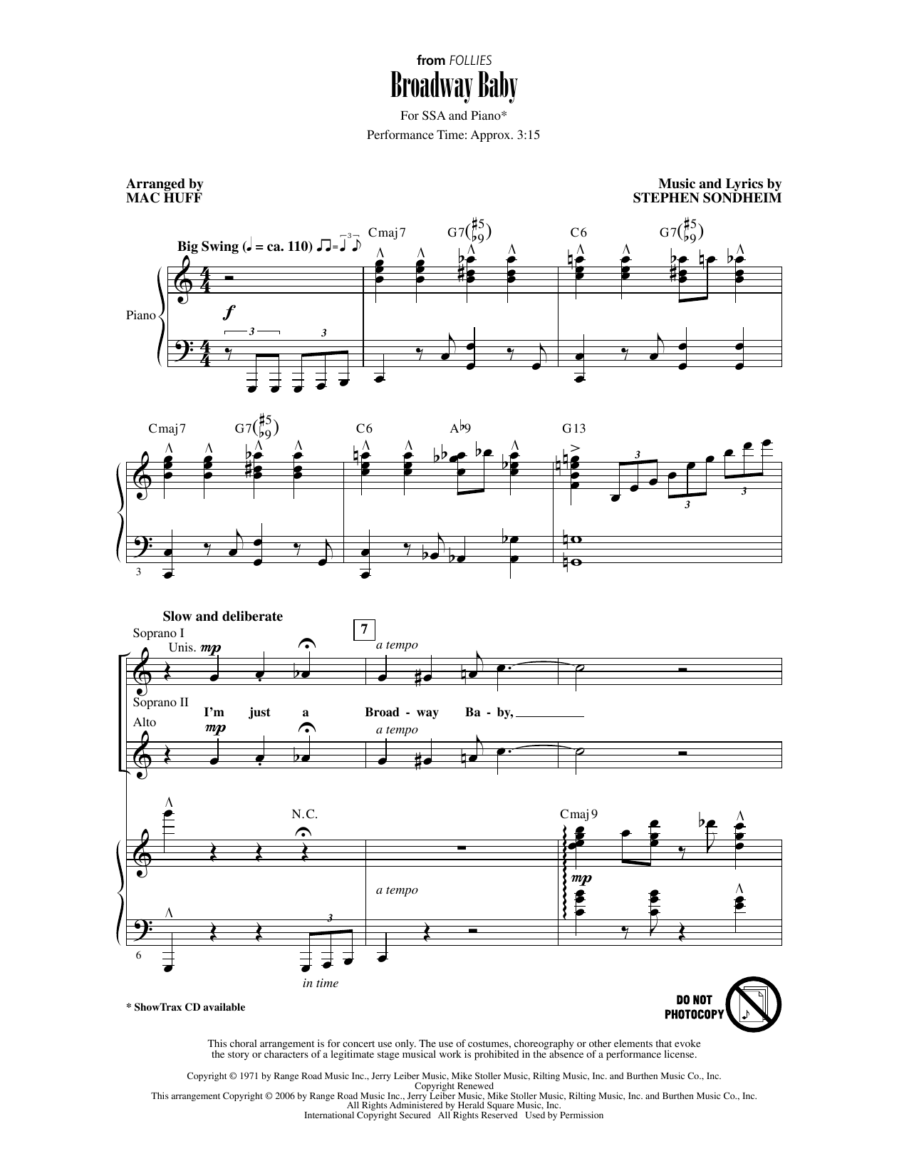 Broadway Baby (from Follies) (arr. Mac Huff) (SSA Choir) von Stephen Sondheim