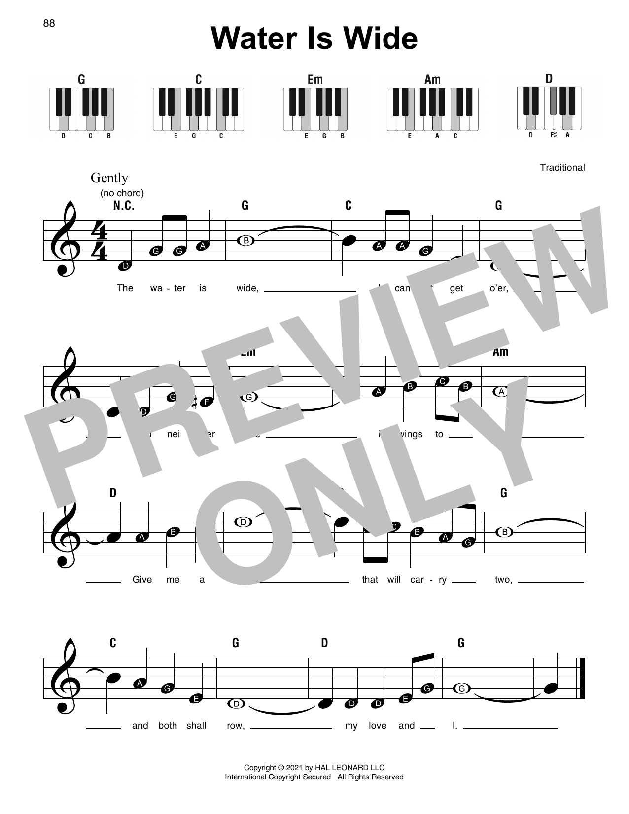 Water Is Wide (Super Easy Piano) von Traditional