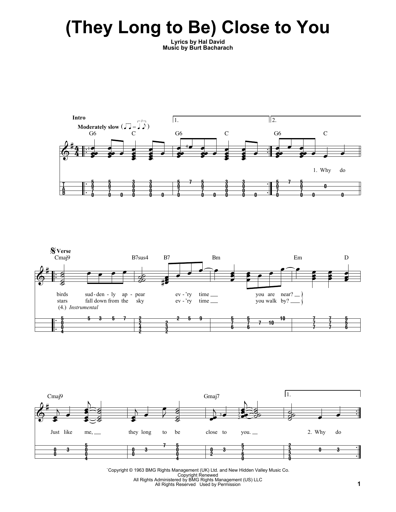 (They Long To Be) Close To You (Easy Ukulele Tab) von The Carpenters