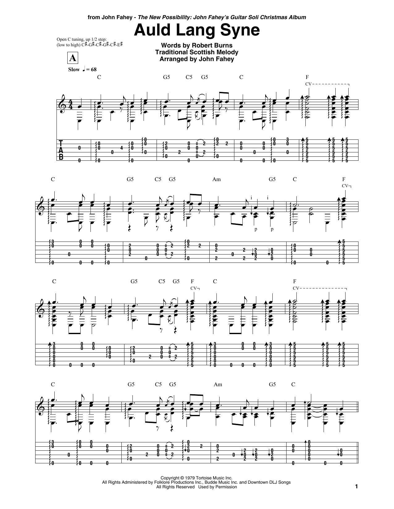 Auld Lang Syne (Guitar Tab) von John Fahey