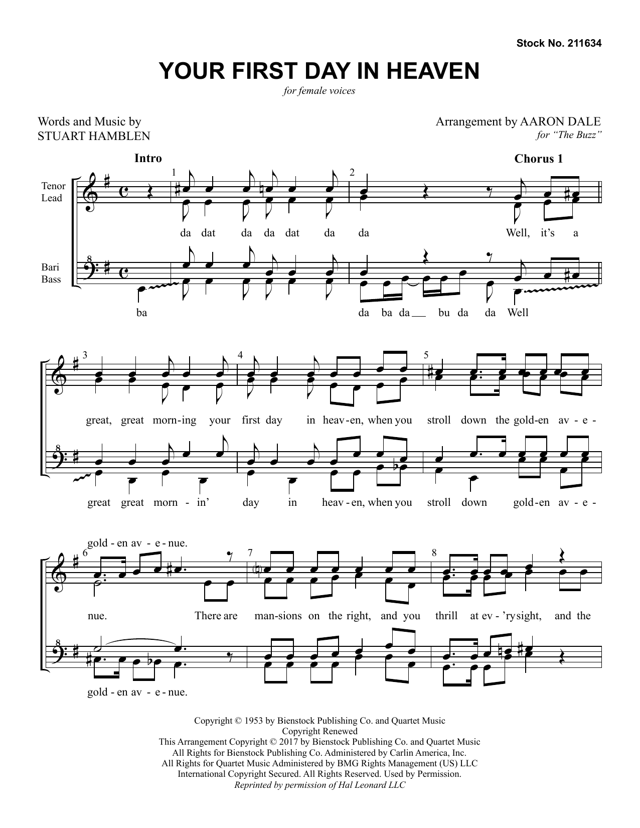 Your First Day in Heaven (arr. Aaron Dale) (SSAA Choir) von The Buzz