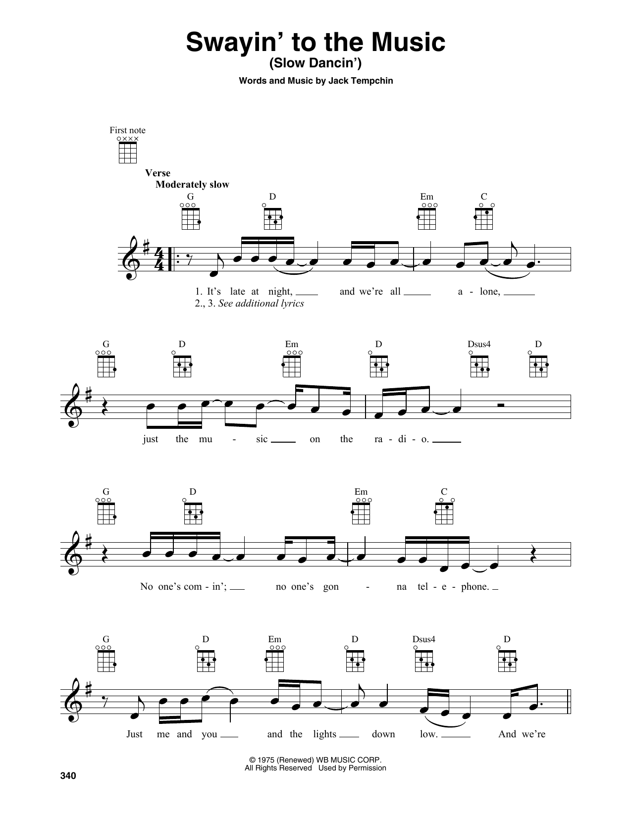 Swayin' To The Music (Slow Dancin') (Baritone Ukulele) von Jack Tempchin