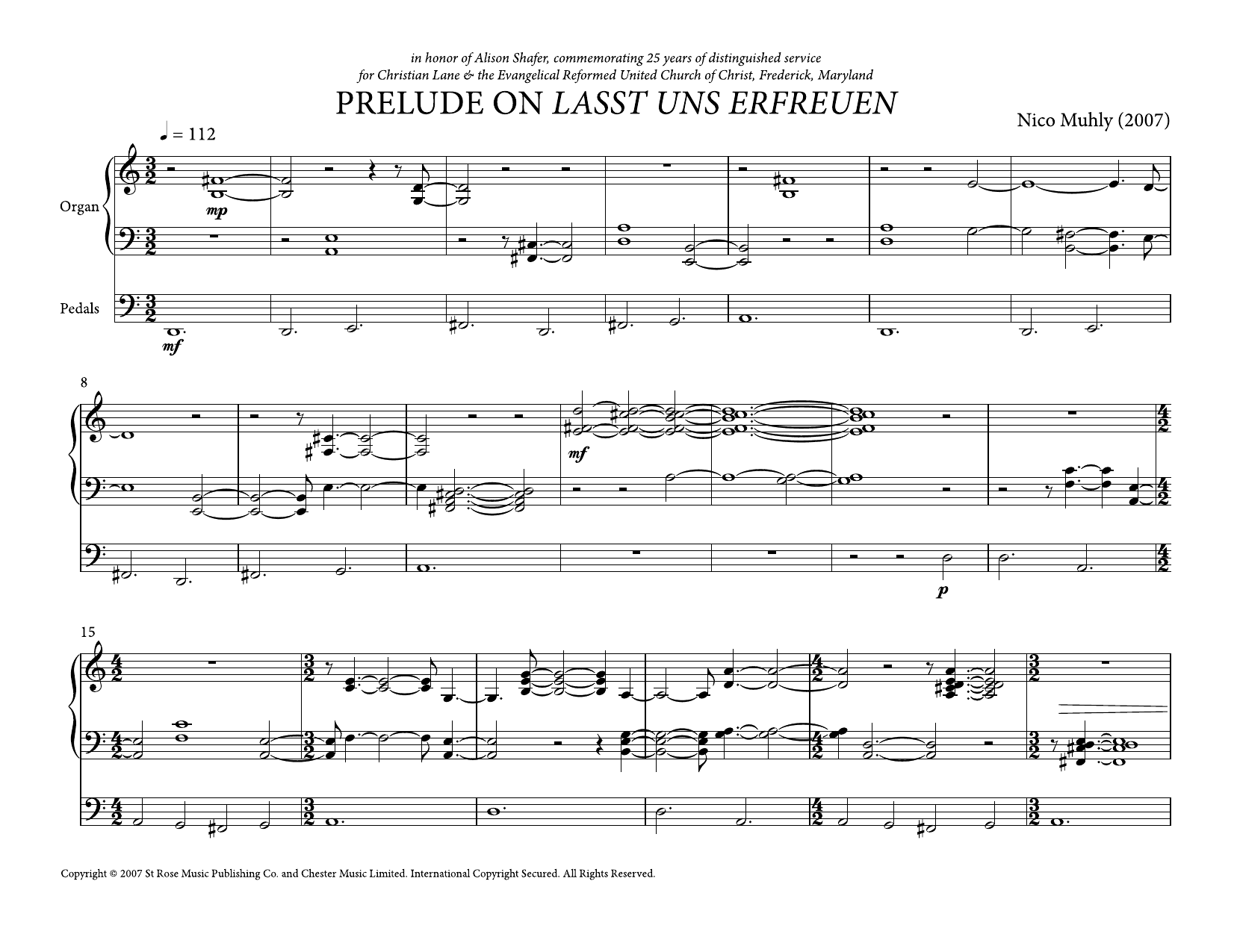 Prelude On Lasst Uns Erfreuen (Organ) von Nico Muhly