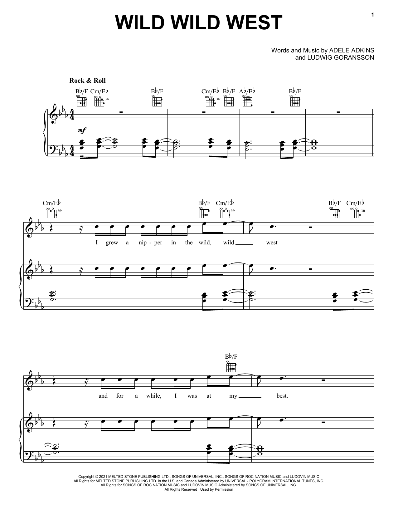 Wild Wild West (Piano, Vocal & Guitar Chords (Right-Hand Melody)) von Adele