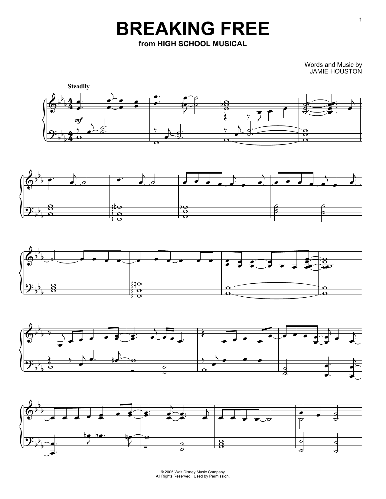 Breaking Free (from High School Musical) (Piano Solo) von Zac Efron & Vanessa Hudgens