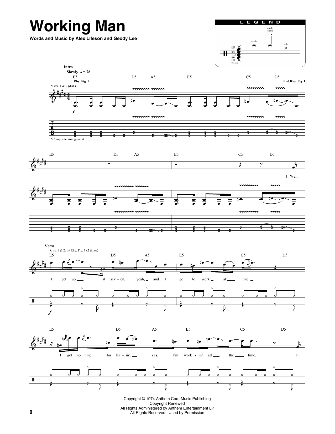 Working Man (Transcribed Score) von Rush