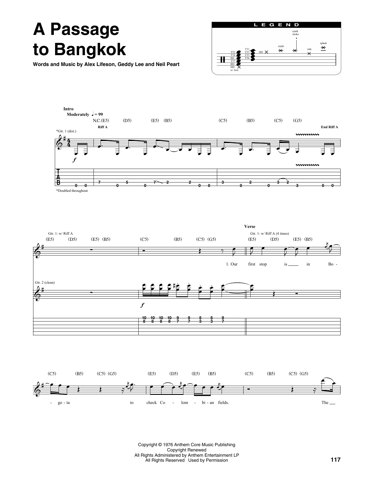 A Passage To Bangkok (Transcribed Score) von Rush