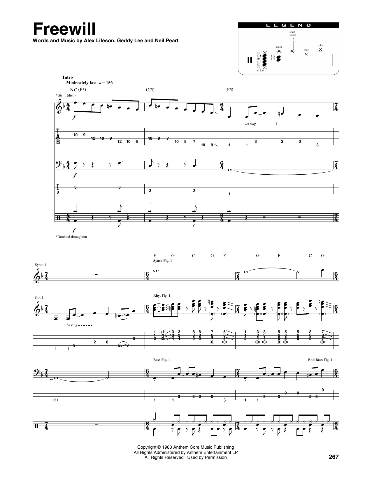 Freewill (Transcribed Score) von Rush