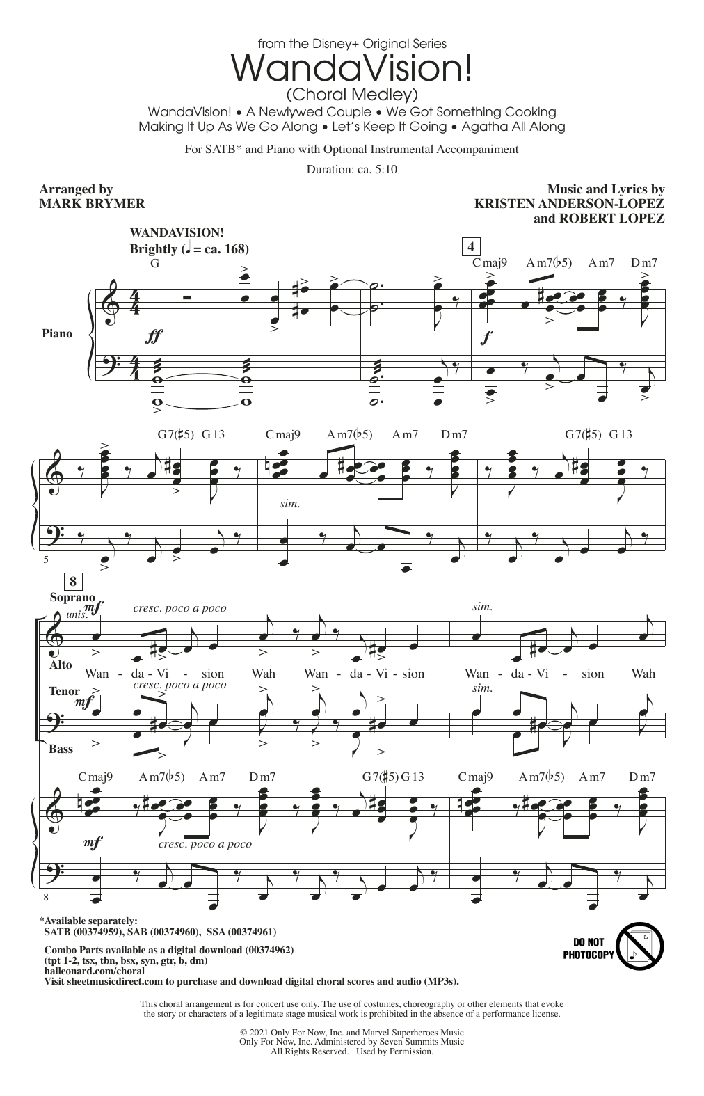 WandaVision! (Choral Medley) (arr. Mark Brymer) (SATB Choir) von Kristen Anderson-Lopez & Robert Lopez