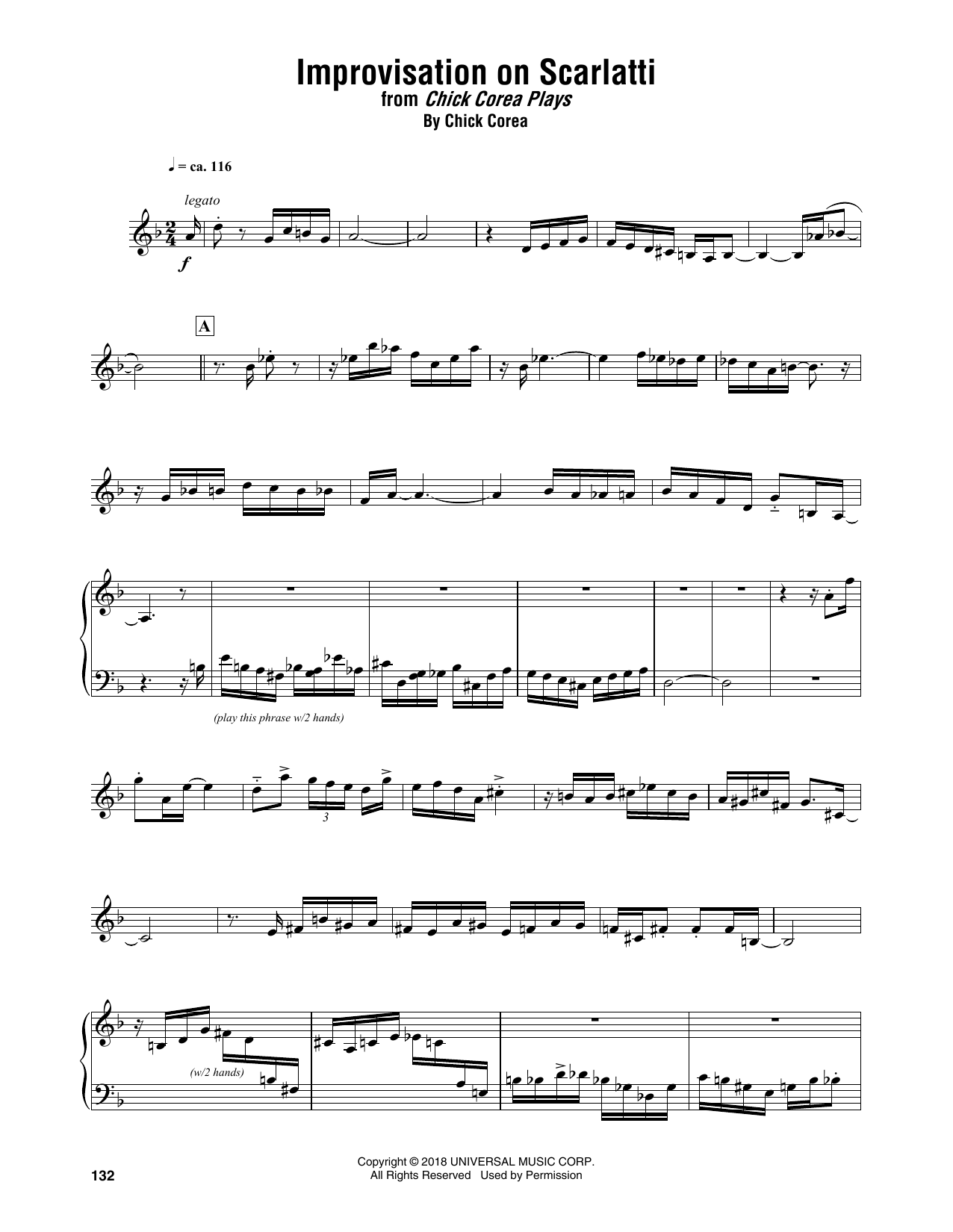 Improvisation On Scarlatti (Piano Transcription) von Chick Corea