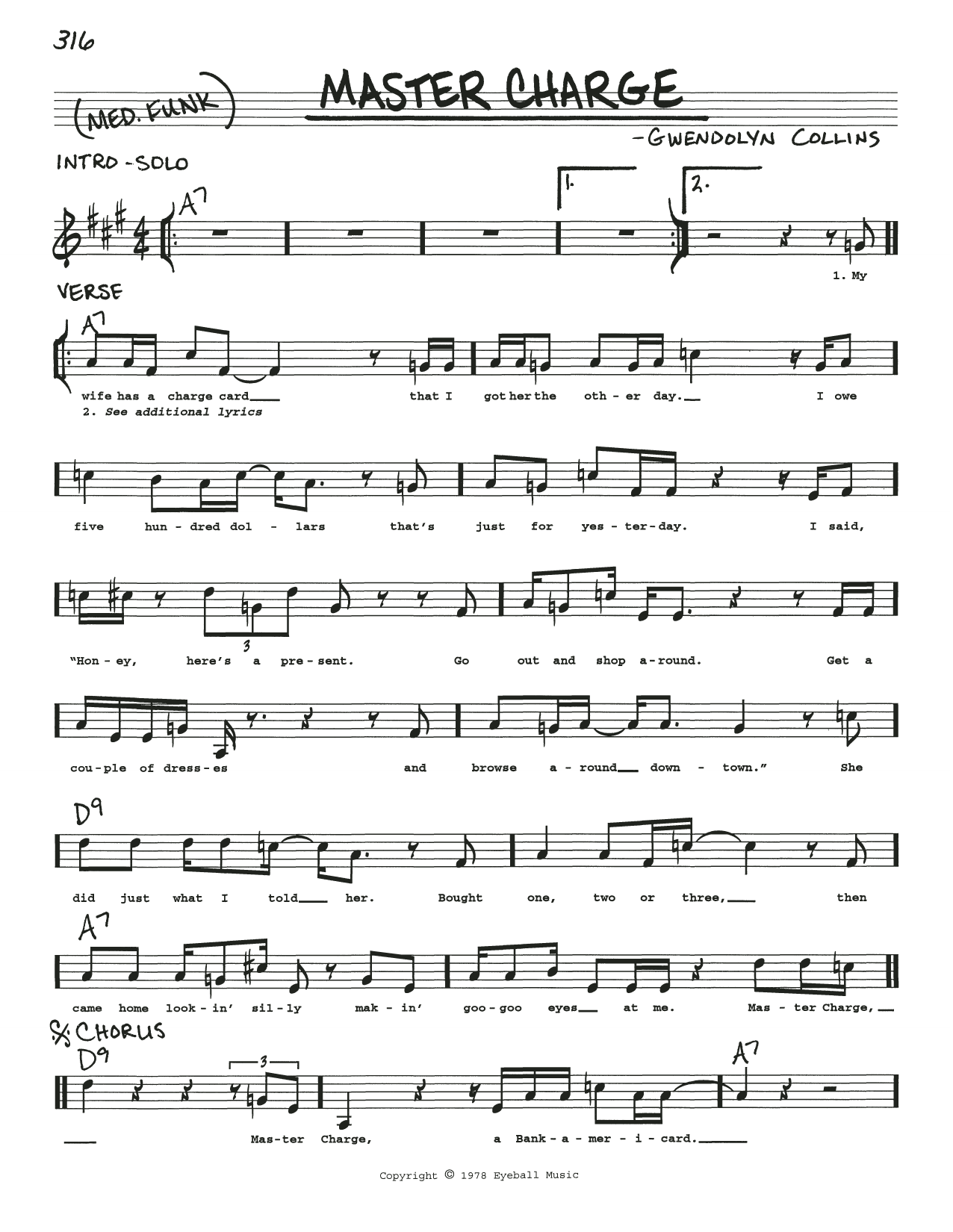 Master Charge (Real Book  Melody, Lyrics & Chords) von Albert Collins
