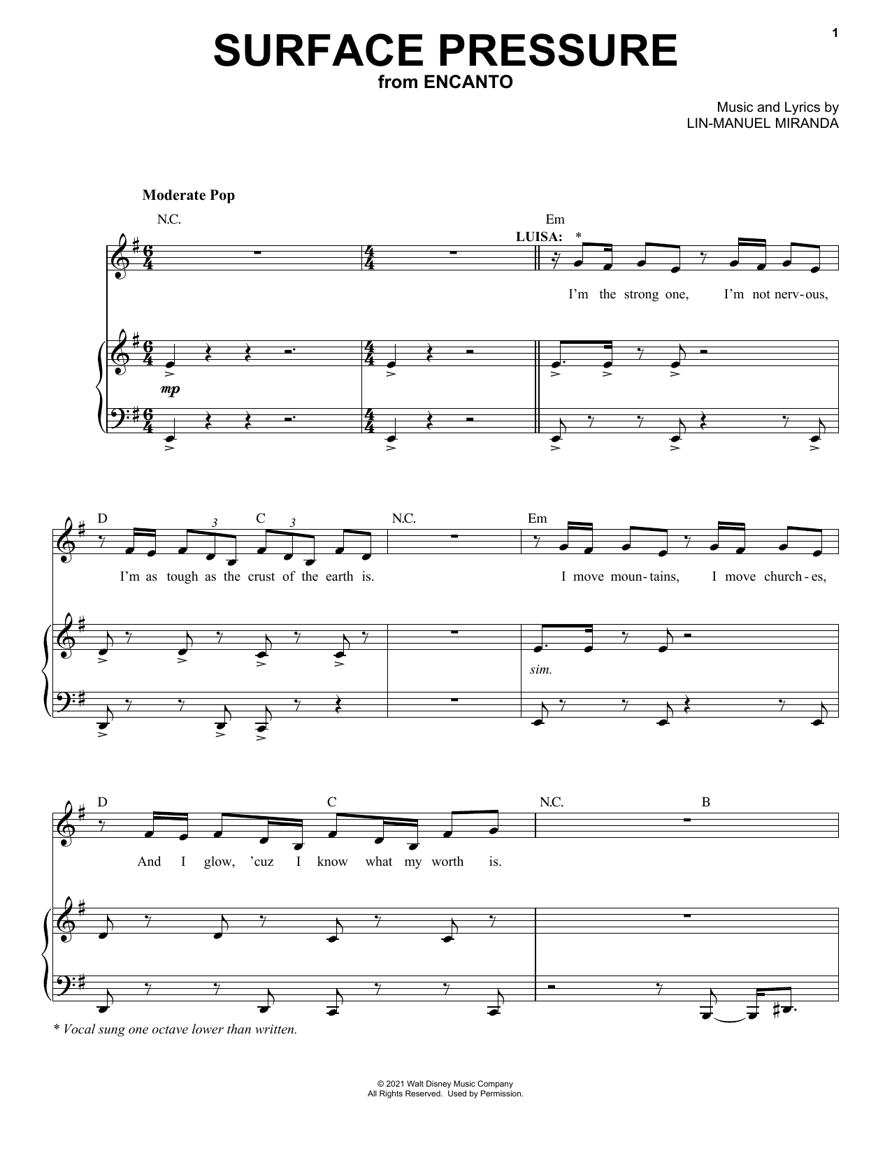 Surface Pressure (from Encanto) (Piano & Vocal) von Lin-Manuel Miranda