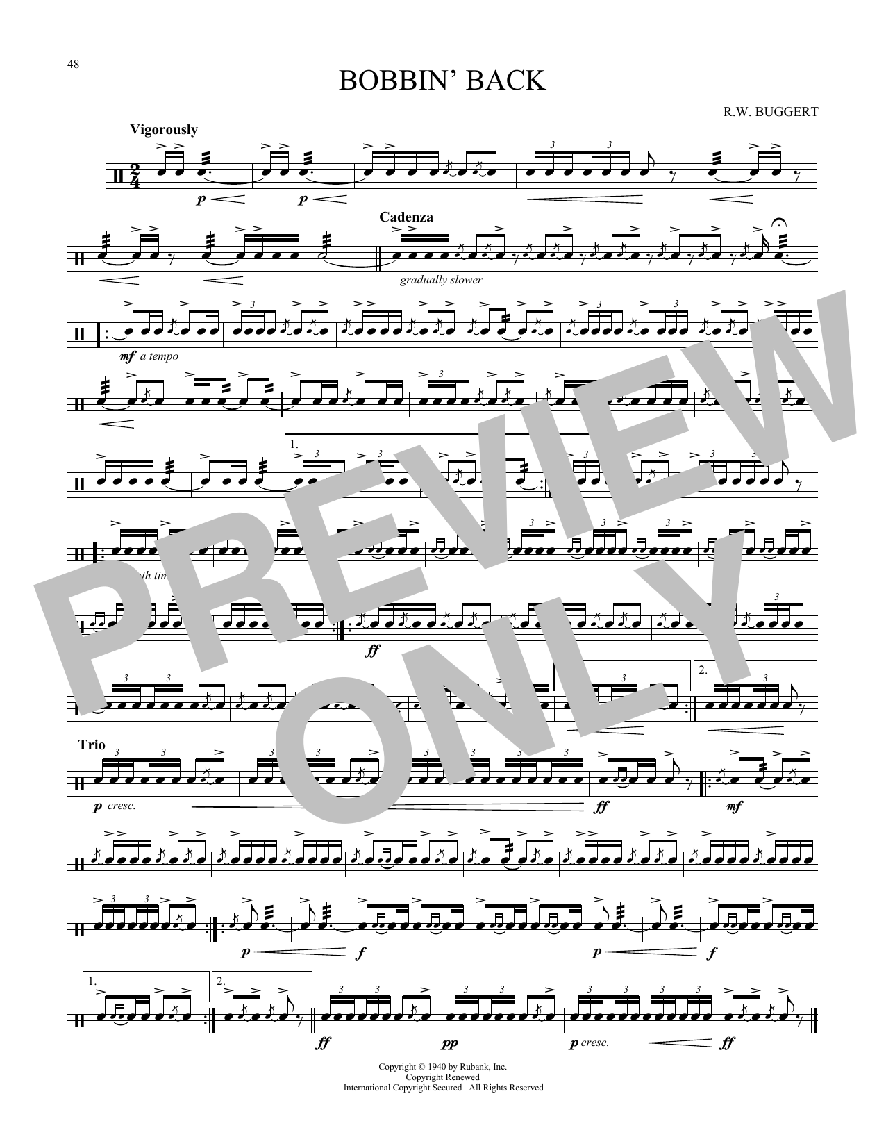 Bobbin' Back (Snare Drum Solo) von R.W. Buggert