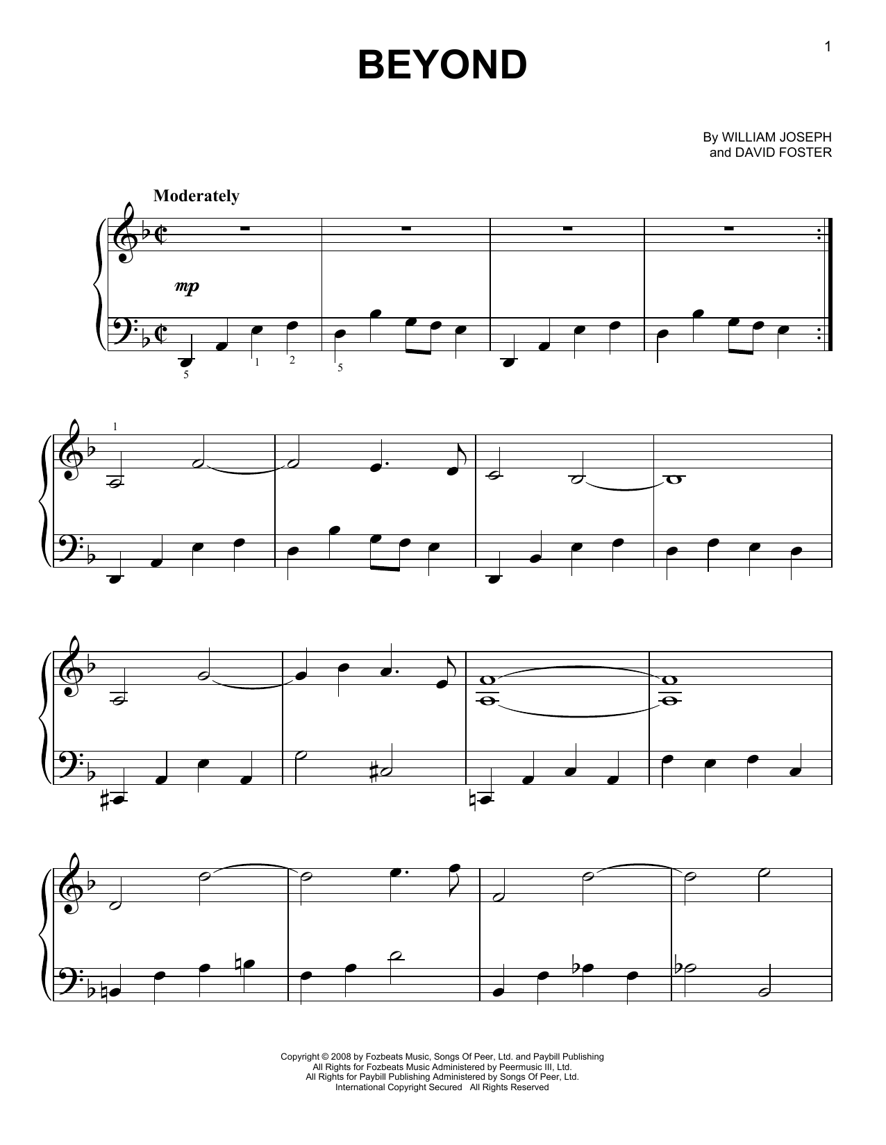 Beyond (Easy Piano) von William Joseph