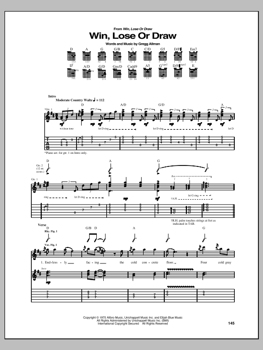 Win, Lose Or Draw (Guitar Tab) von Allman Brothers Band