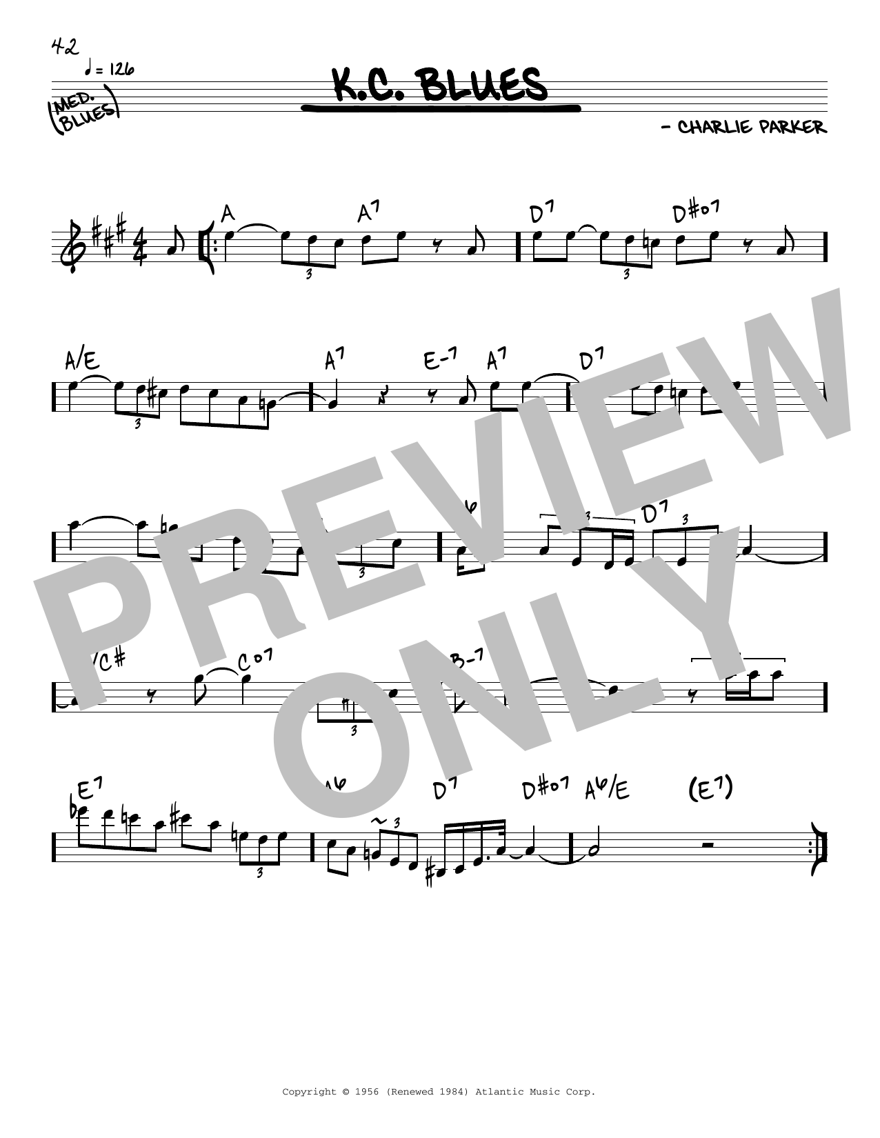 K.C. Blues (Real Book  Melody & Chords) von Charlie Parker