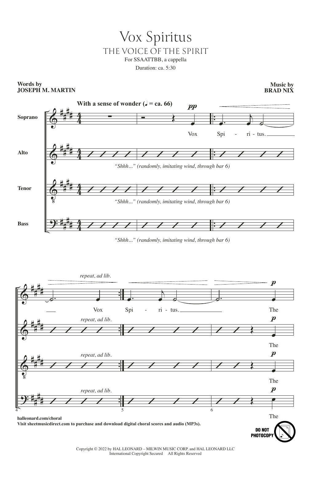 Vox Spiritus (The Voice Of The Spirit) (SATB Choir) von Joseph M. Martin and Brad Nix