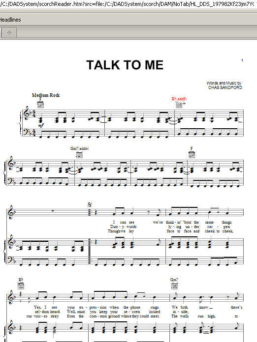 Talk To Me (Piano, Vocal & Guitar Chords (Right-Hand Melody)) von Stevie Nicks