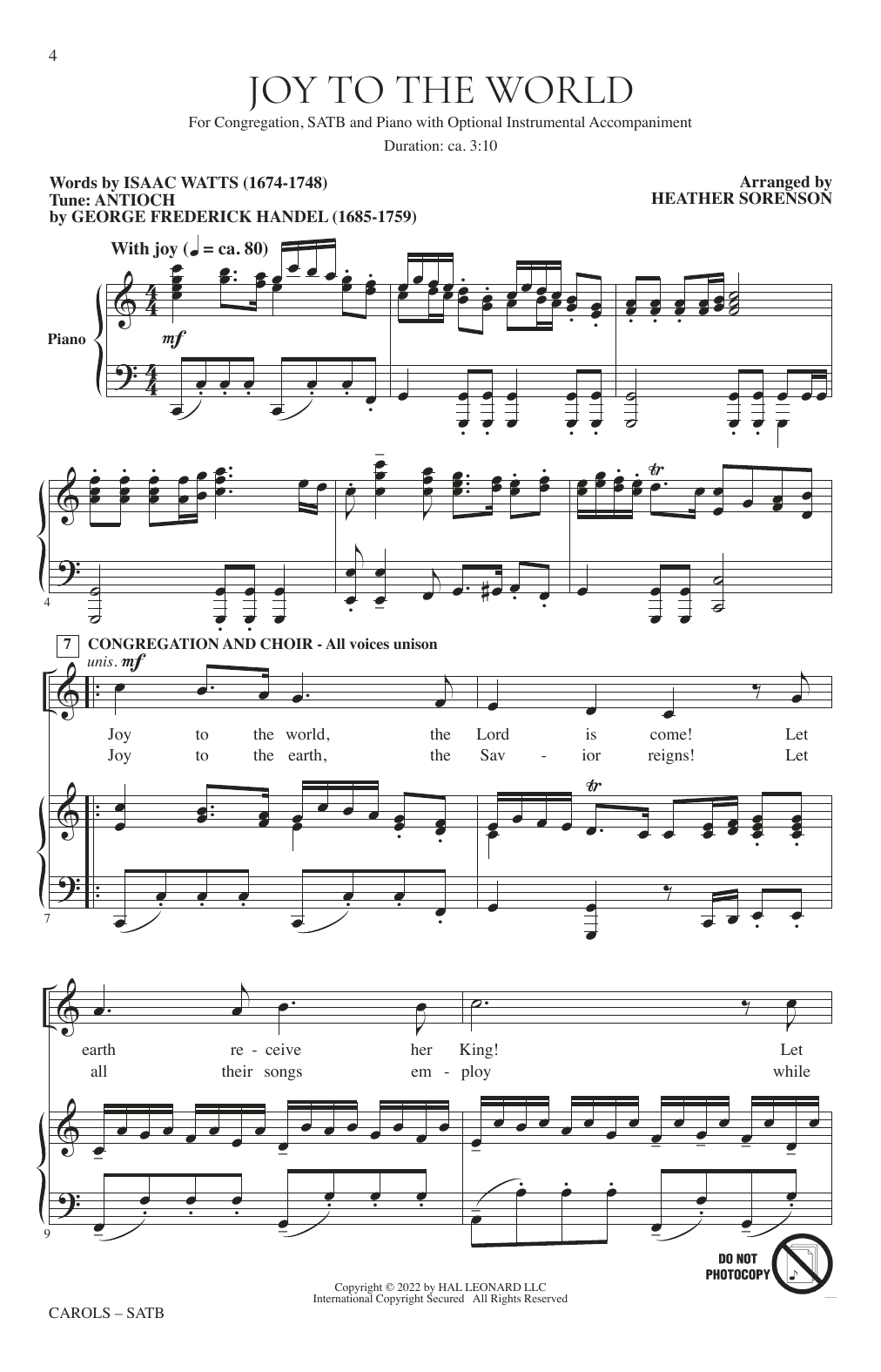 Carols (A Cantata for Congregation and Choir) (SATB Choir) von Heather Sorenson