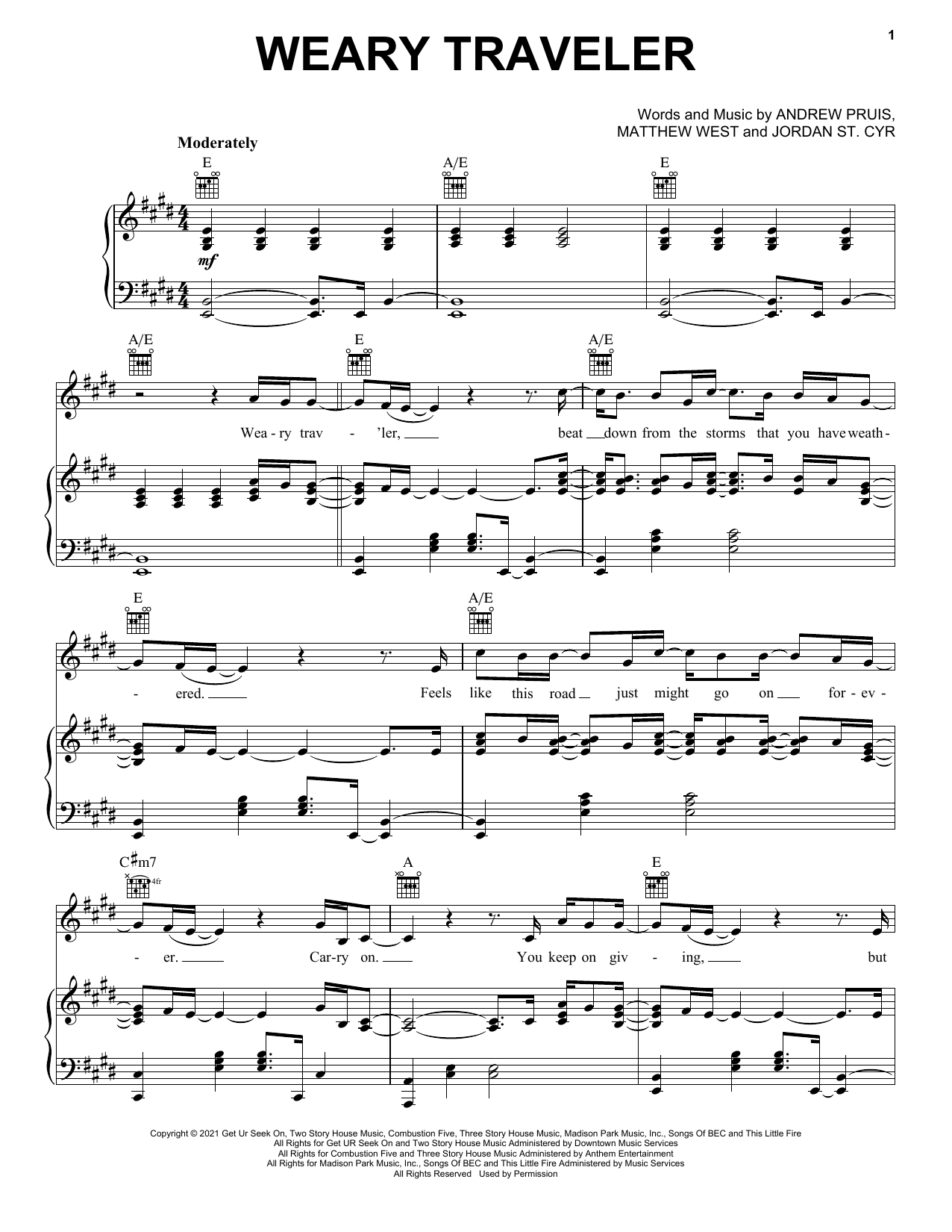 Weary Traveler (Piano, Vocal & Guitar Chords (Right-Hand Melody)) von Jordan St. Cyr