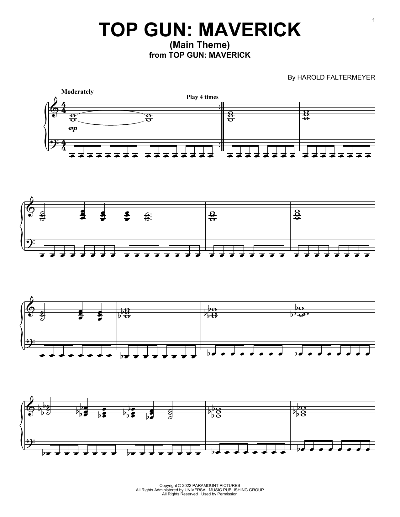 Top Gun: Maverick (Main Theme) (Piano Solo) von Hans Zimmer, Harold Faltermeyer, Lady Gaga & Lorne Balfe