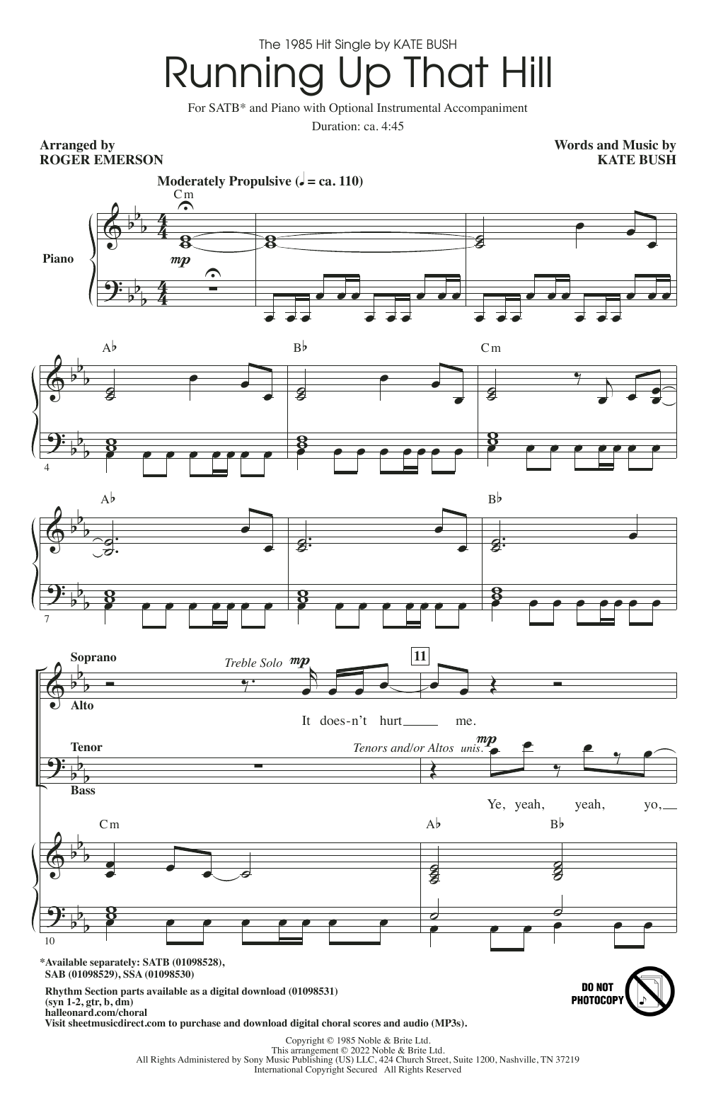 Running Up That Hill (arr. Roger Emerson) (SATB Choir) von Kate Bush
