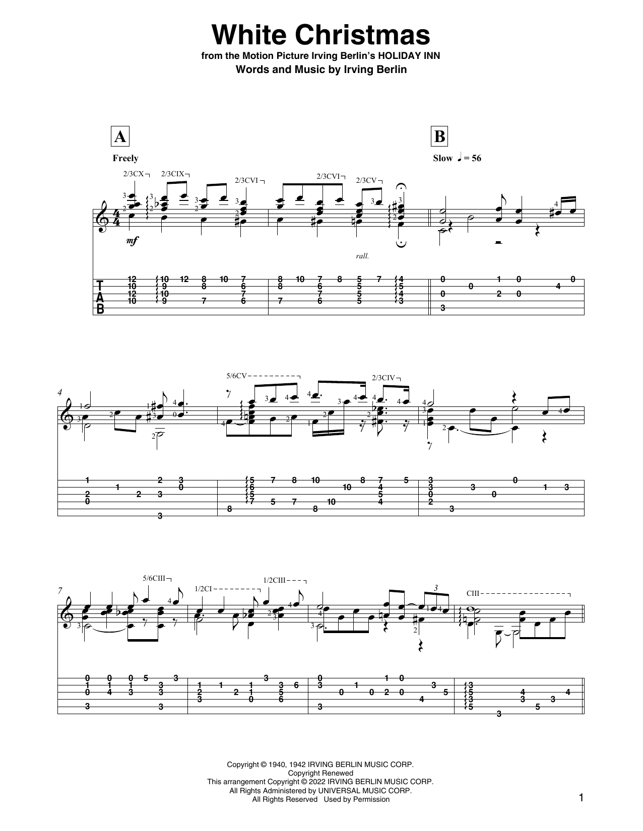 White Christmas (arr. David Jaggs) (Solo Guitar) von Irving Berlin