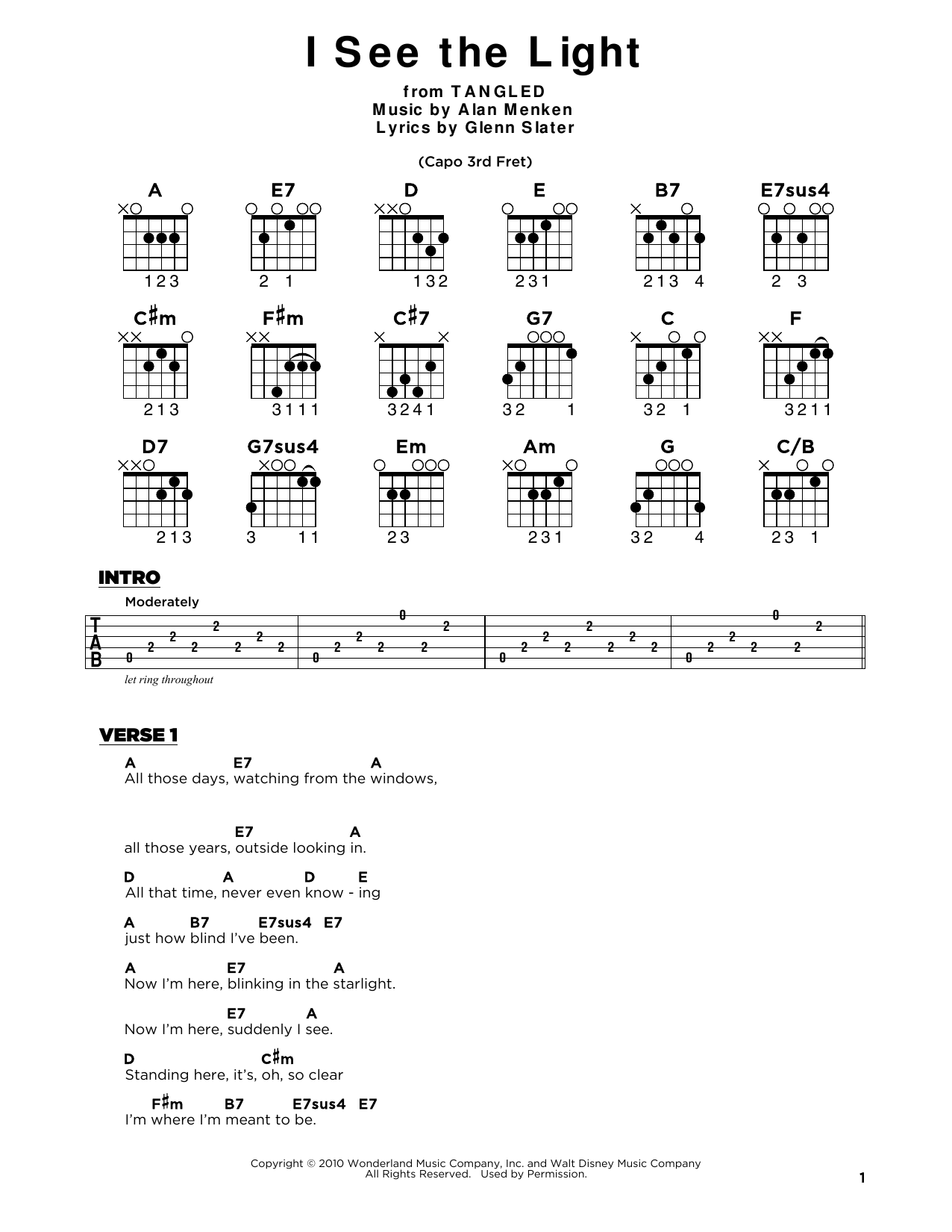 I See The Light (from Tangled) (Really Easy Guitar) von Alan Menken