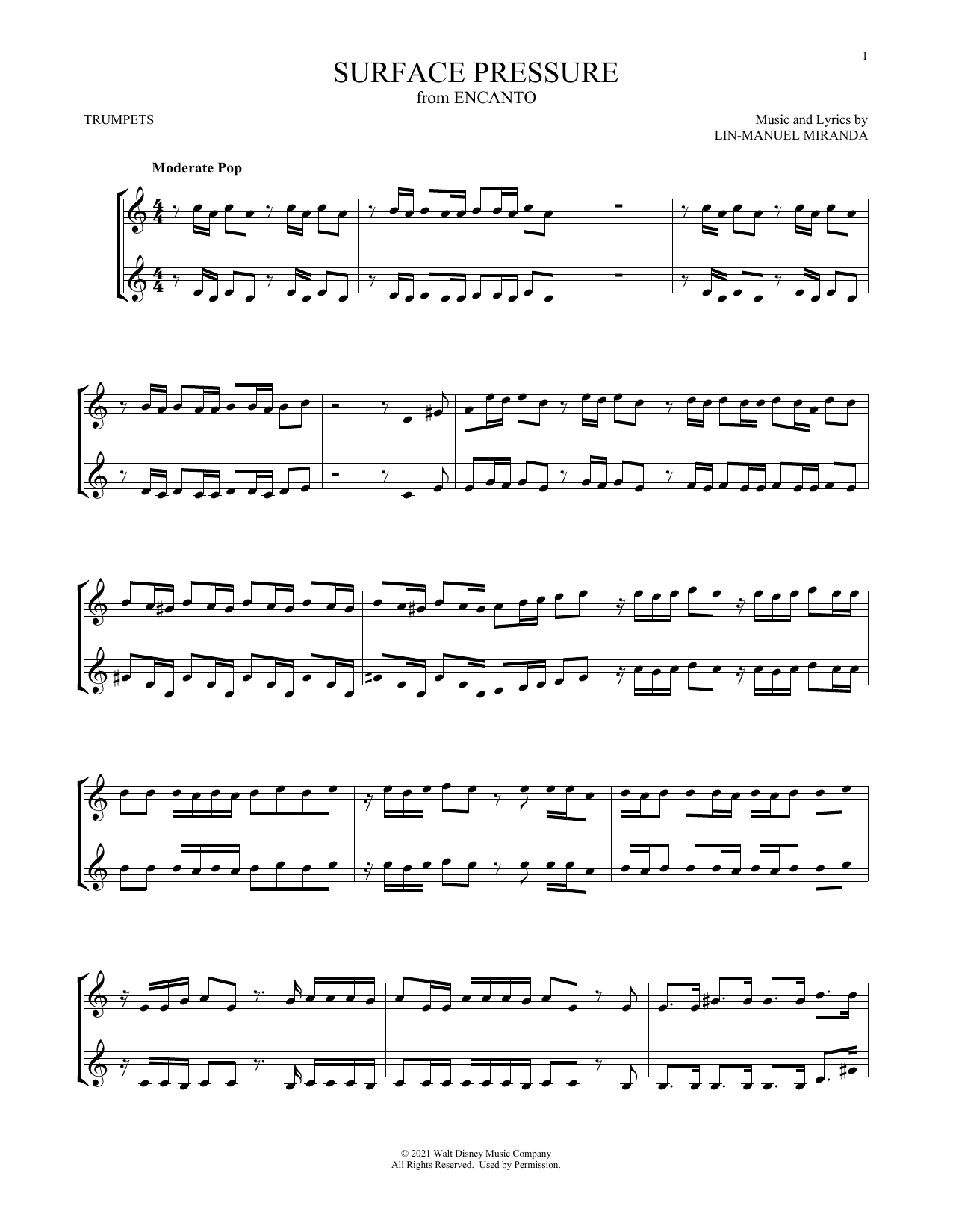 Surface Pressure (from Encanto) (Trumpet Duet) von Lin-Manuel Miranda