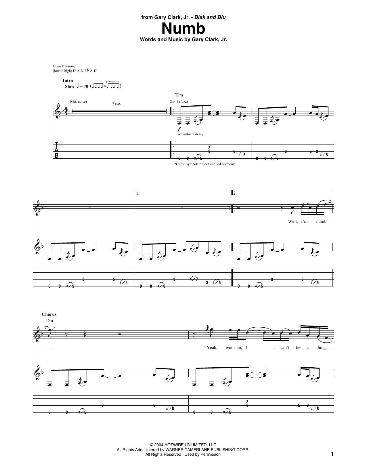 Numb (Guitar Tab) von Gary Clark, Jr.