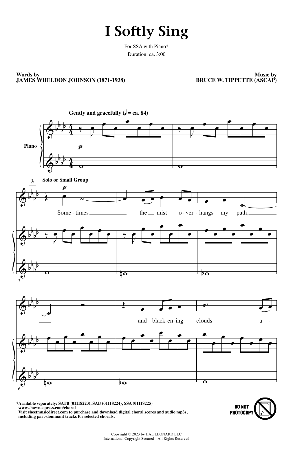 I Softly Sing (SSA Choir) von Bruce W. Tippette