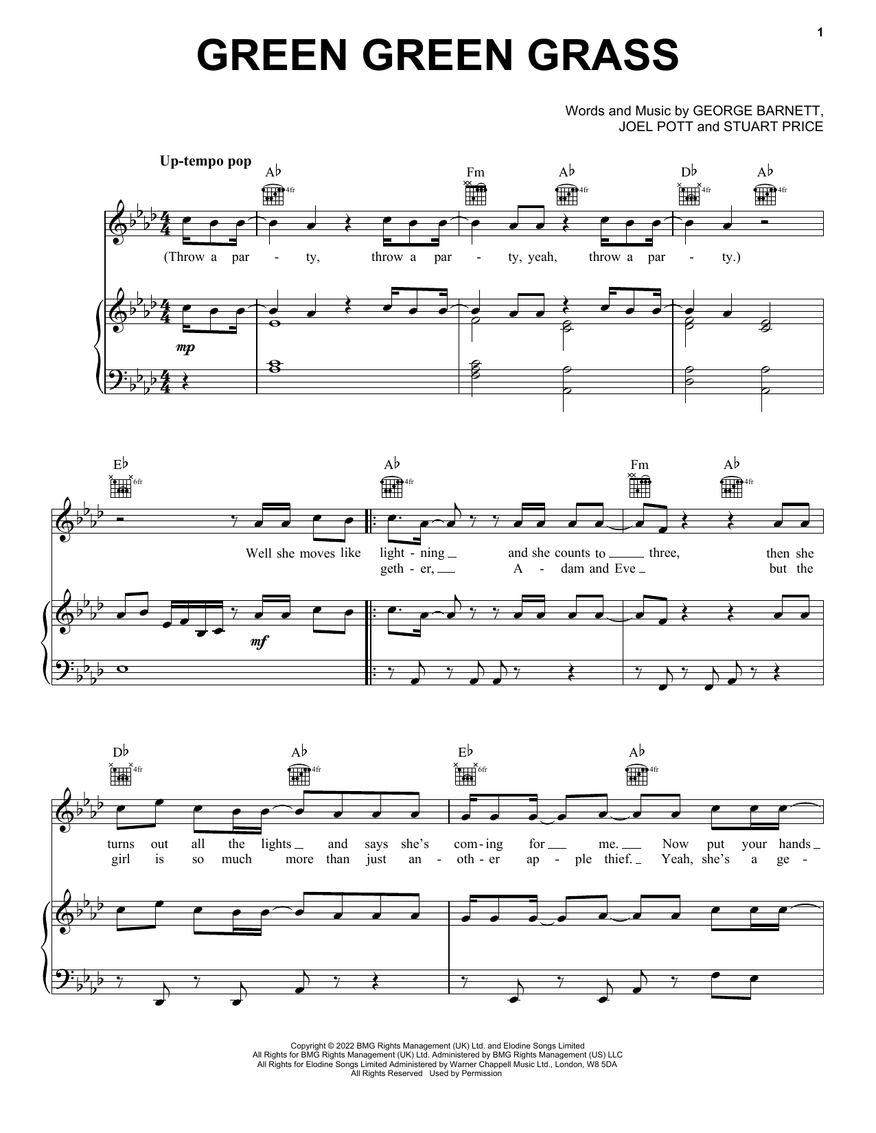 Green Green Grass (Piano, Vocal & Guitar Chords (Right-Hand Melody)) von George Ezra