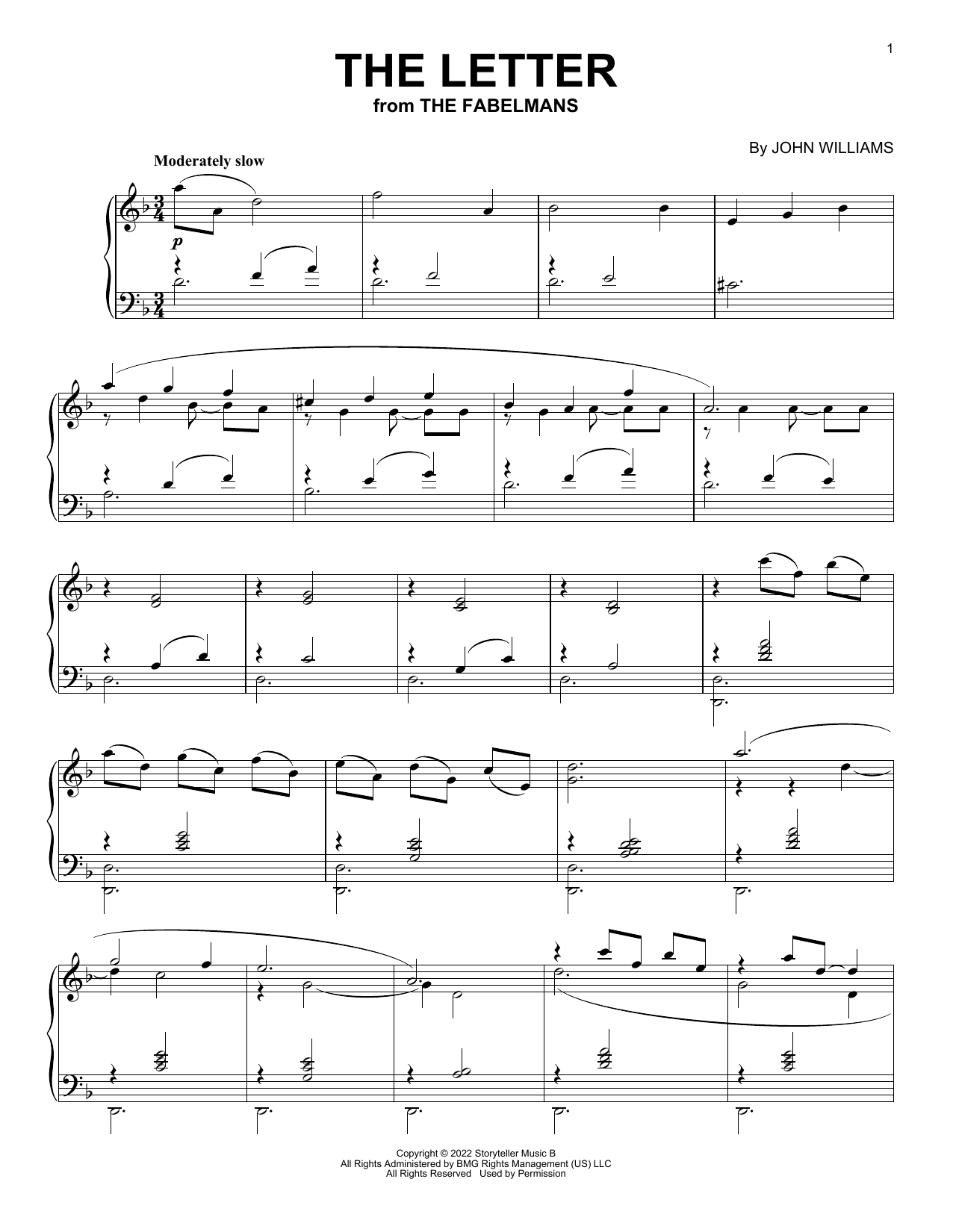 The Letter (from The Fabelmans) (Piano Solo) von John Williams